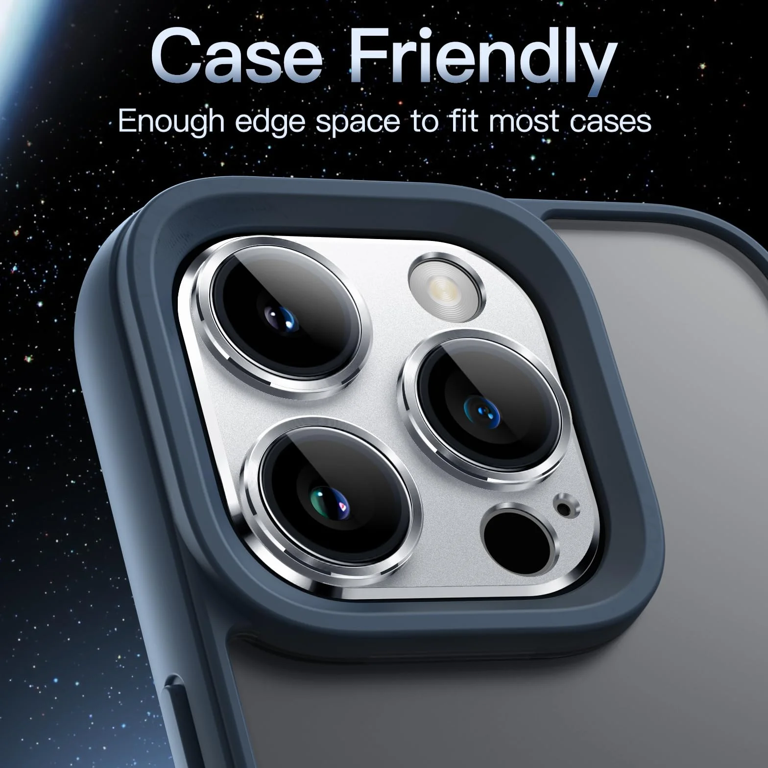 JETech Osłona Obiektywu Aparatu do iPhone 14 Pro i 14 Pro Max, Szkło Hartowane 9H, Metalowa Płytka, Srebrny