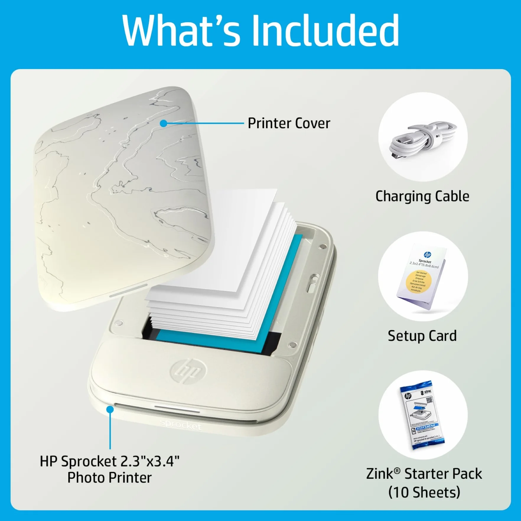 Hp Sprocket Select 5XH49A Drukarka Natychmiastowa, Biały, 2.3X3.4, Eclipse, Printer