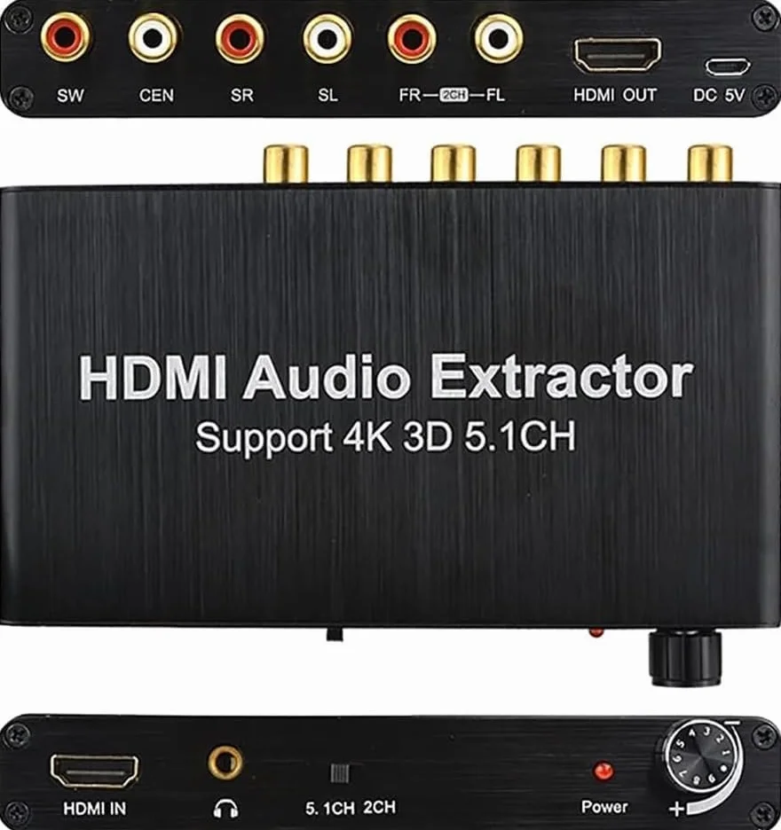 Dekoder audio HDMI, konwerter cyfrowo-analogowy audio 4K, wyjście słuchawkowe 3,5 Mm, tryb 5.1-kanałowy, obsługa odtwarzaczy sieciowych, HDTV, Blu-ray DVD, DVD, PS3, DM500S, DM800HD itp.