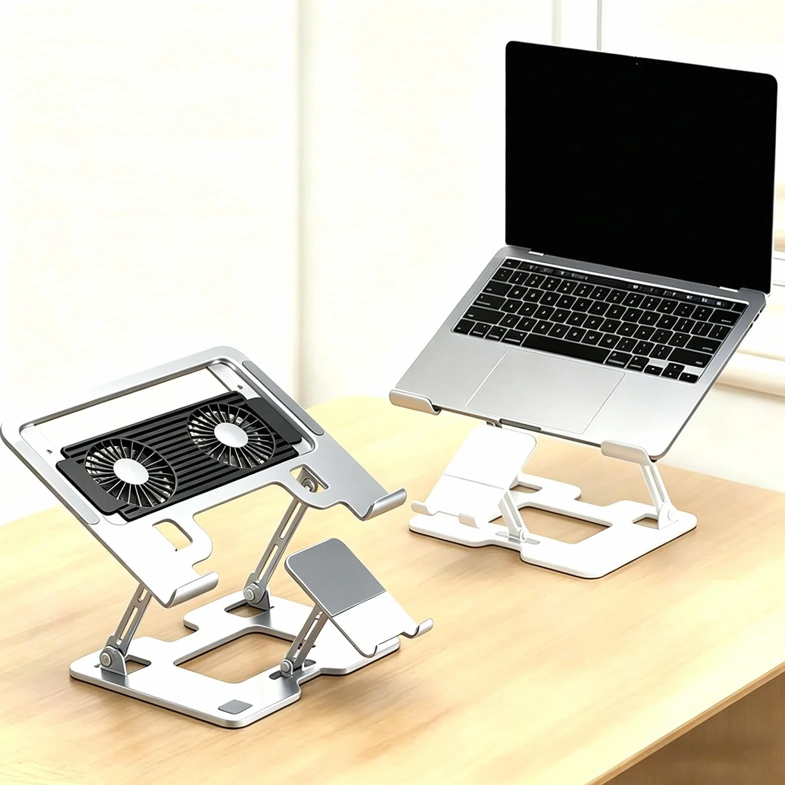 Podstawka Pod Laptopa Z Portami Usb,Z Wentylatorem,Do Laptopów Do 17 Cali,Regulacja 180°,Udźwig 40Kg,Antypoślizgowy Silikon–Do Laptopa,Telefonu/Ipada;Idealna Do Czytania,Nauki I Spotkań A