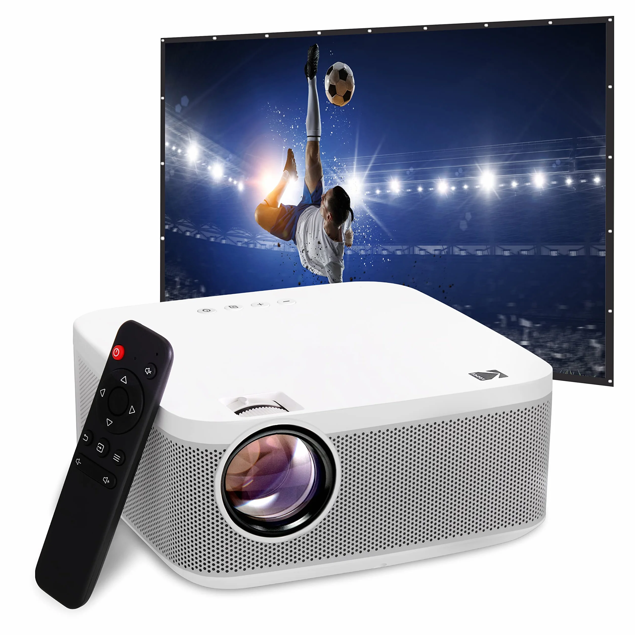 KODAK FLIK X10 Full HD Zestaw projektora multimedialnego | Mini kompaktowy przenośny zestaw kina domowego 1080p z 100-calowym ekranem projekcyjnym