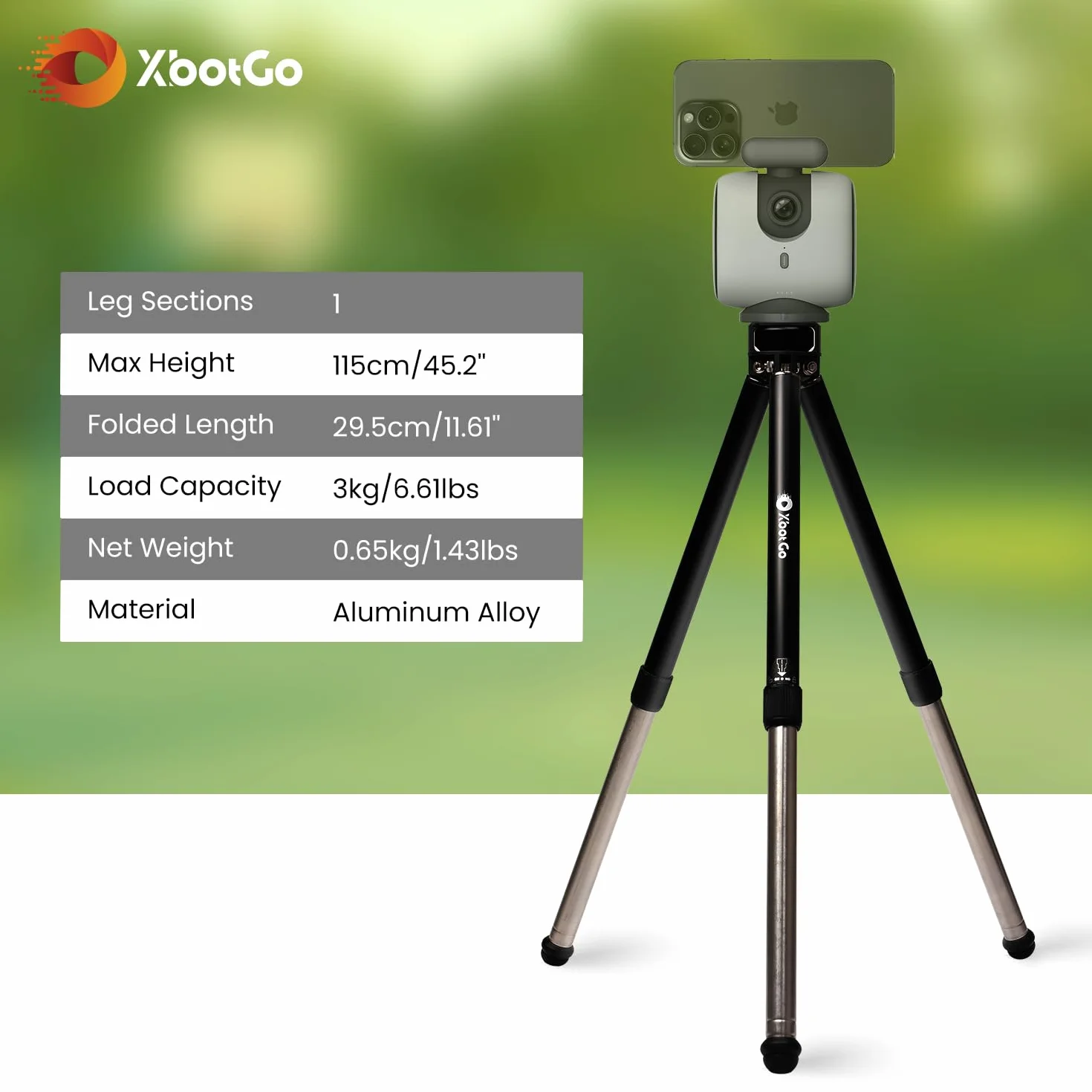 Aktualizacja statywu T1, wysokość 1,1 m, nośność 3 kg, lekkie aluminium, kompatybilny z XbotGo Chameleon Sports Gimbal, bardzo szybki montaż, łatwy montaż, przenośny