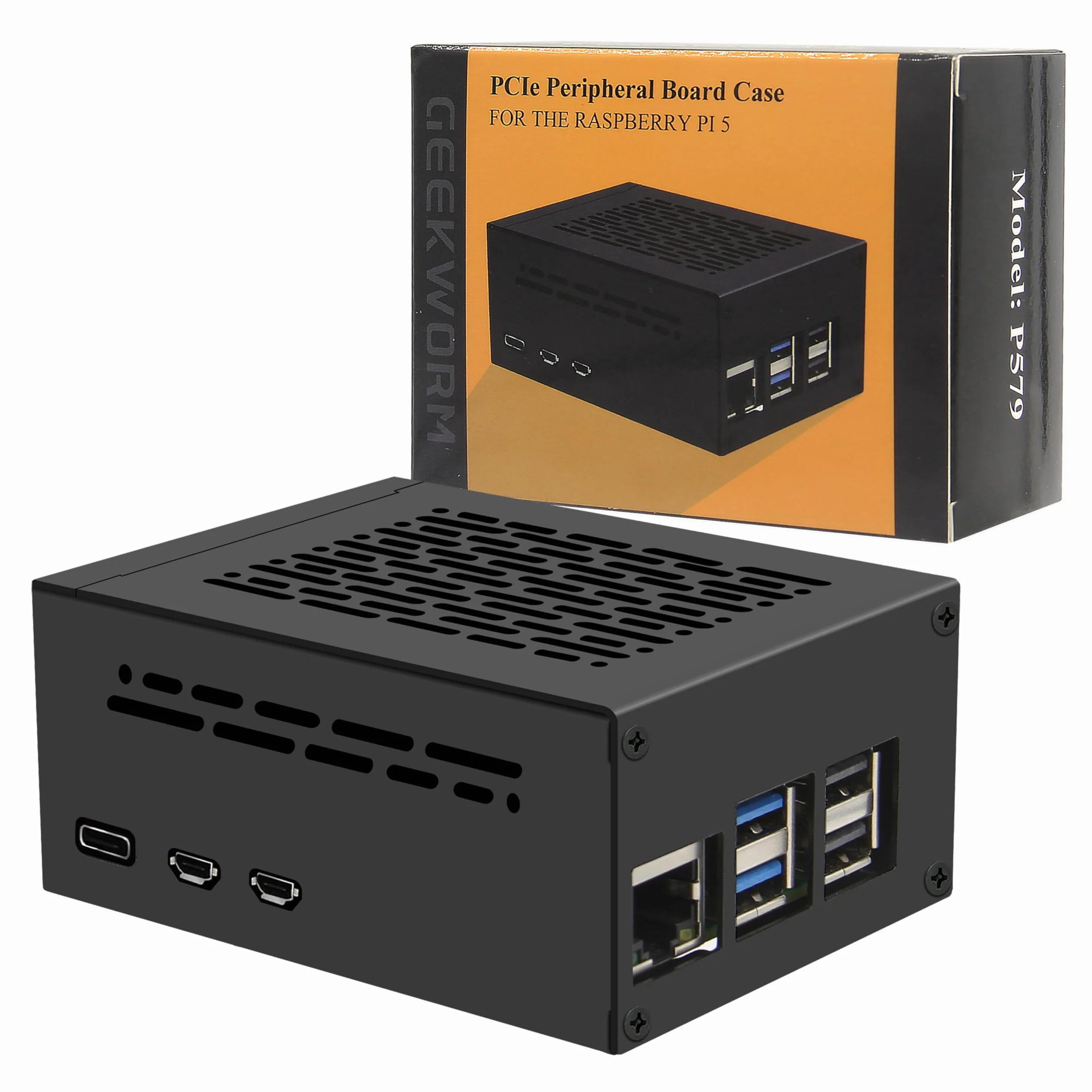 Geekworm Raspberry Pi 5 Case P579 Support PCIe M.2 NVMe SSD Shield X1001 X1004 X1003 X1012 X1015 X1000 M901 M300 Active Cooler