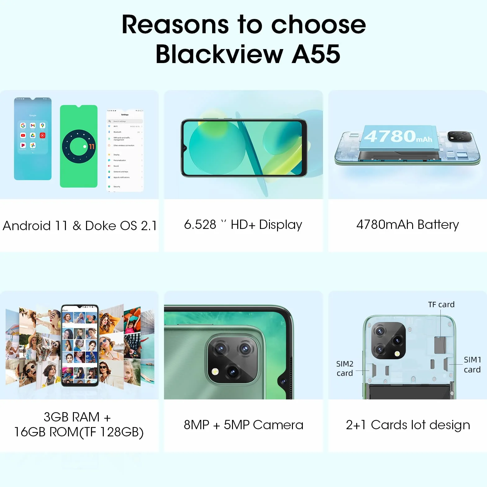 BLACKVIEW Telefon komórkowy A55/GREEN