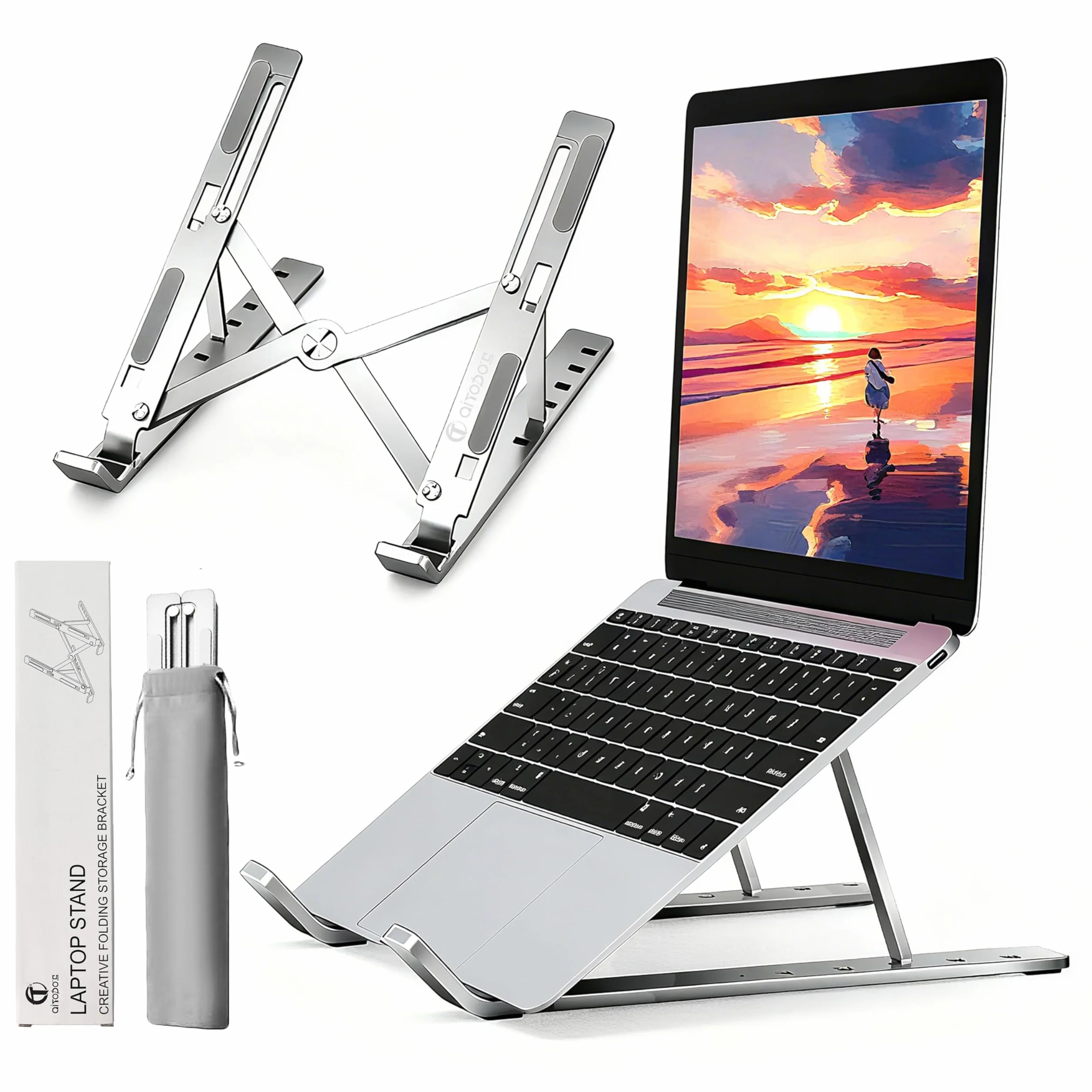 AiTodos Stojak na Laptopa 8-16 Cali Regulowana Antypoślizgowa Stop Aluminium