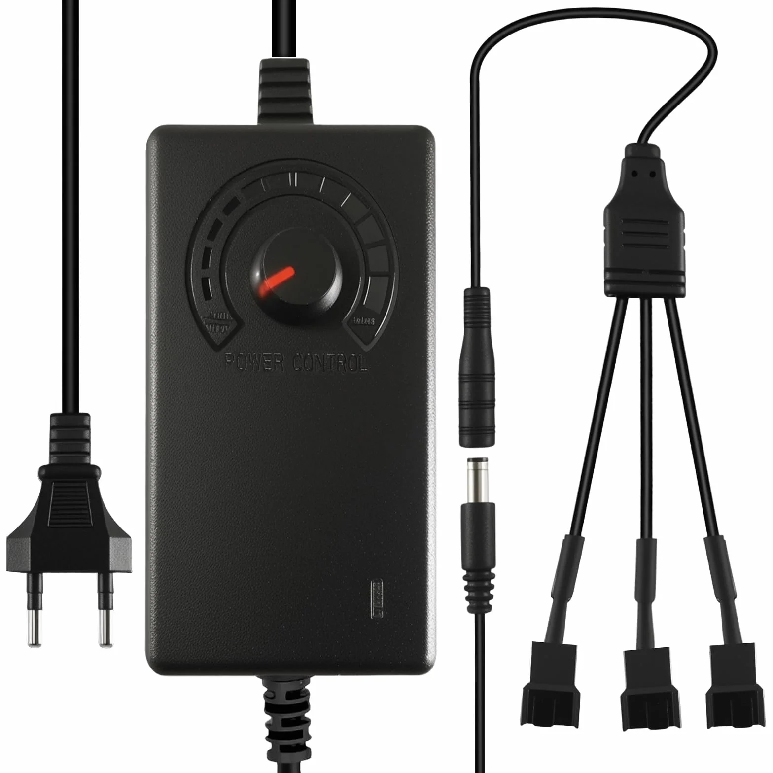 Joycabin 3-pinowe sterowanie wentylatorem PWM 12 V PWM Fan Speed Control, prędkość nawiewu regulowana od 3 V do 12 V, wentylator Speed Controller Governor z 1 do 2 PC Fan Power Adapter