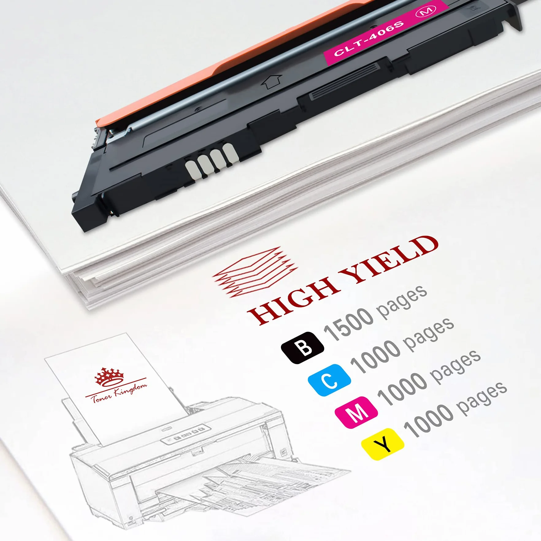 Toner Kingdom Zamiennik kompatybilny z Samsung CLT-406S CLT-P406C CLT-K406S toner do Samsung Xpress SL C410W C460FW C460W C463W CLP-360 360N CLP-365 365W CLX-3300 CLX-3305 CLX-3333 05W