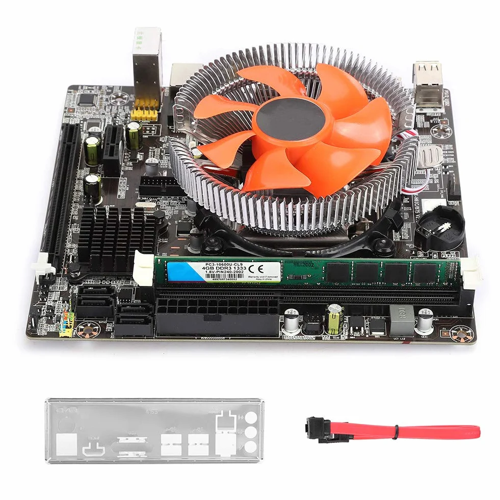 Płyta Główna Komputera, Zestaw Płyt Głównych do Komputerów Stacjonarnych I5 B75 Płyta Główna DDR3 Pamięć 4G Dual-USB 3.0 SATA3 Części Komputerowe, Obsługuje Podwójne Wyjście VGA i