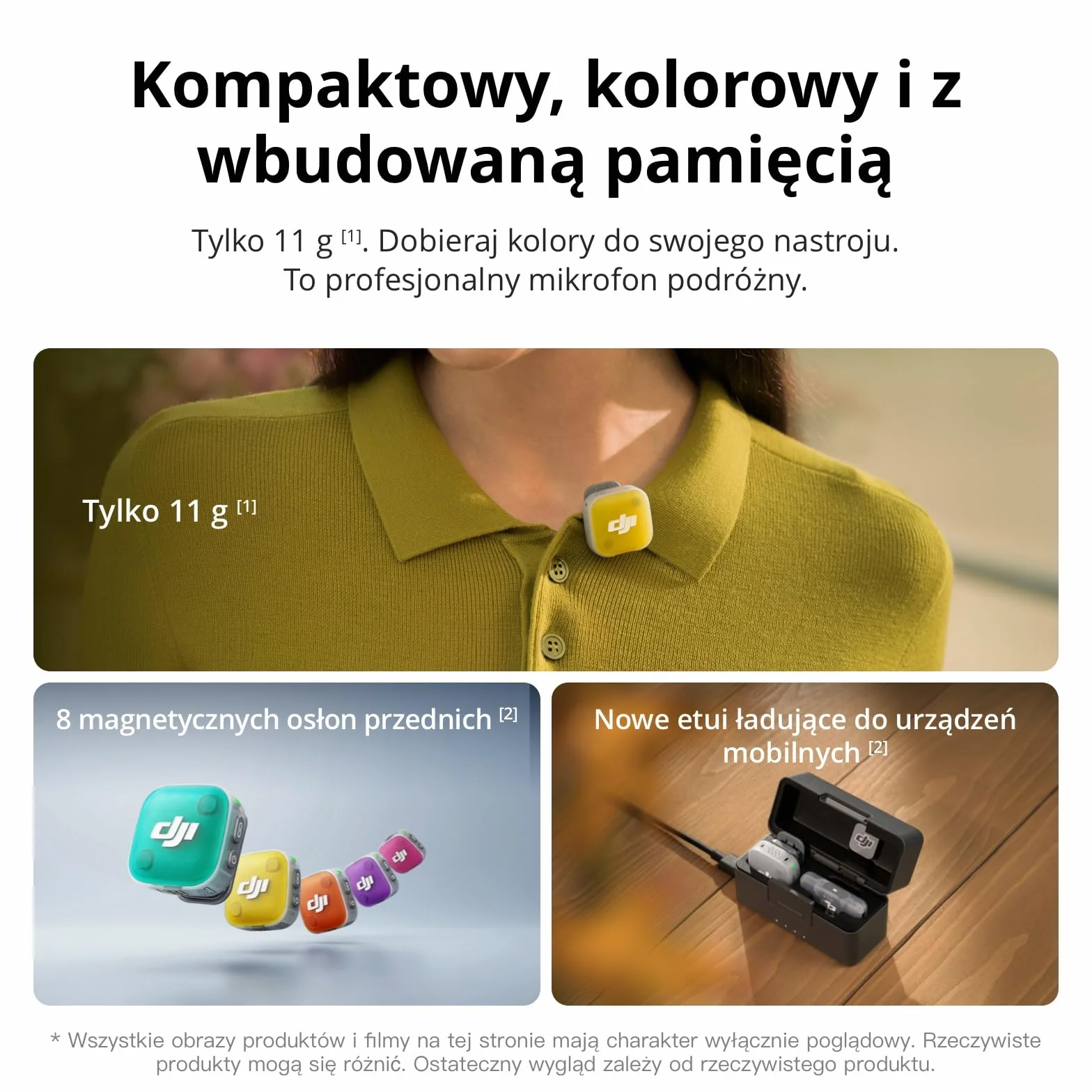 Nadajnik DJI Mic Mini 2, bezprzewodowy mikrofon Mini Mic, ultralekki, czas pracy 8 godz., oszczędzanie energii, redukcja szumów, vlog, streaming | 8 godzin pracy, tryb oszczędzania energii, redukcja szumów, vlog, streaming
