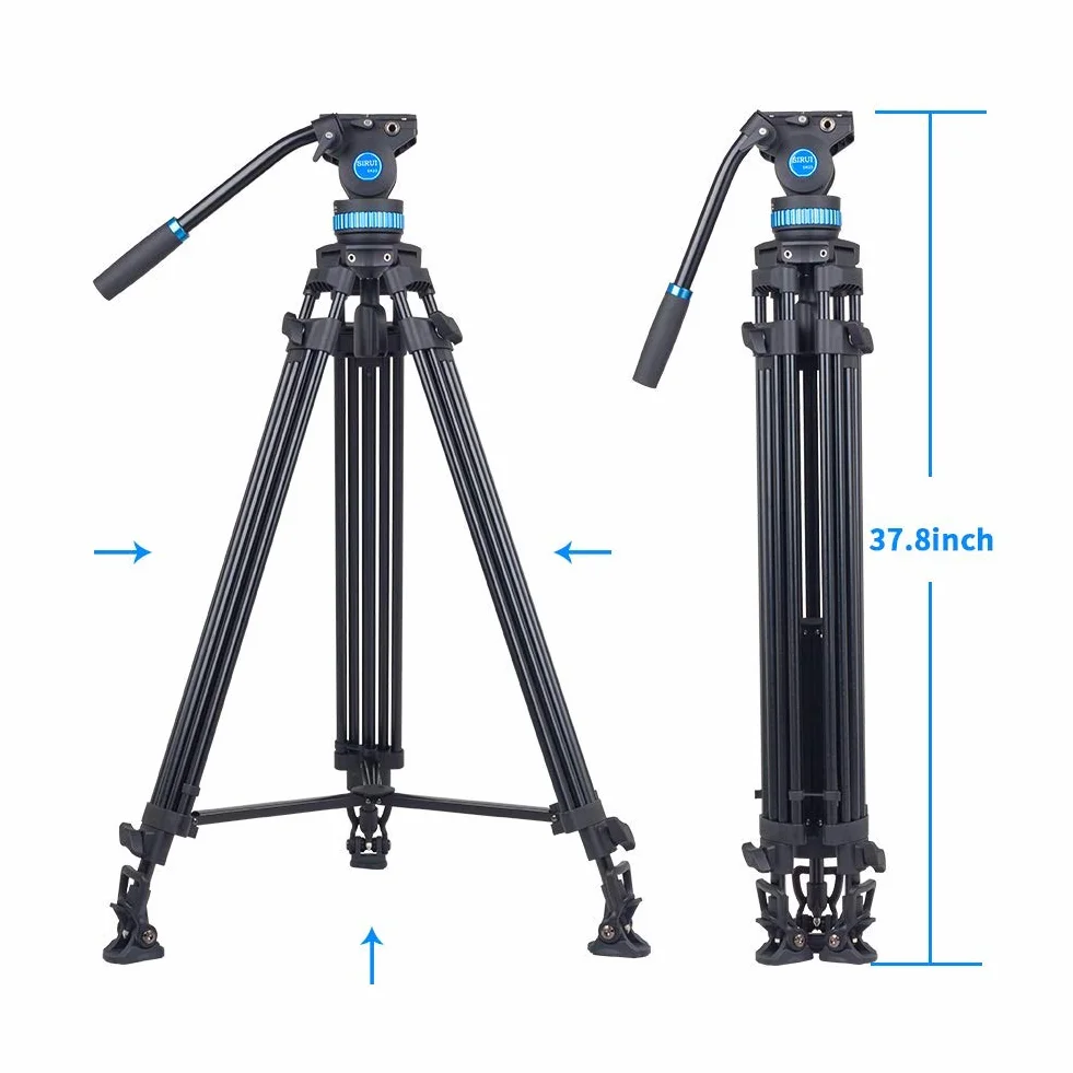 SIRUI Statyw wideo Tripod SH25, aluminiowy statyw wideo z głowicą i uchwytem, 190 cm, maks. obciążenie 10 kg, statyw podróżny do lustrzanek cyfrowych, kamkorderów, aparatów, kamer wideo