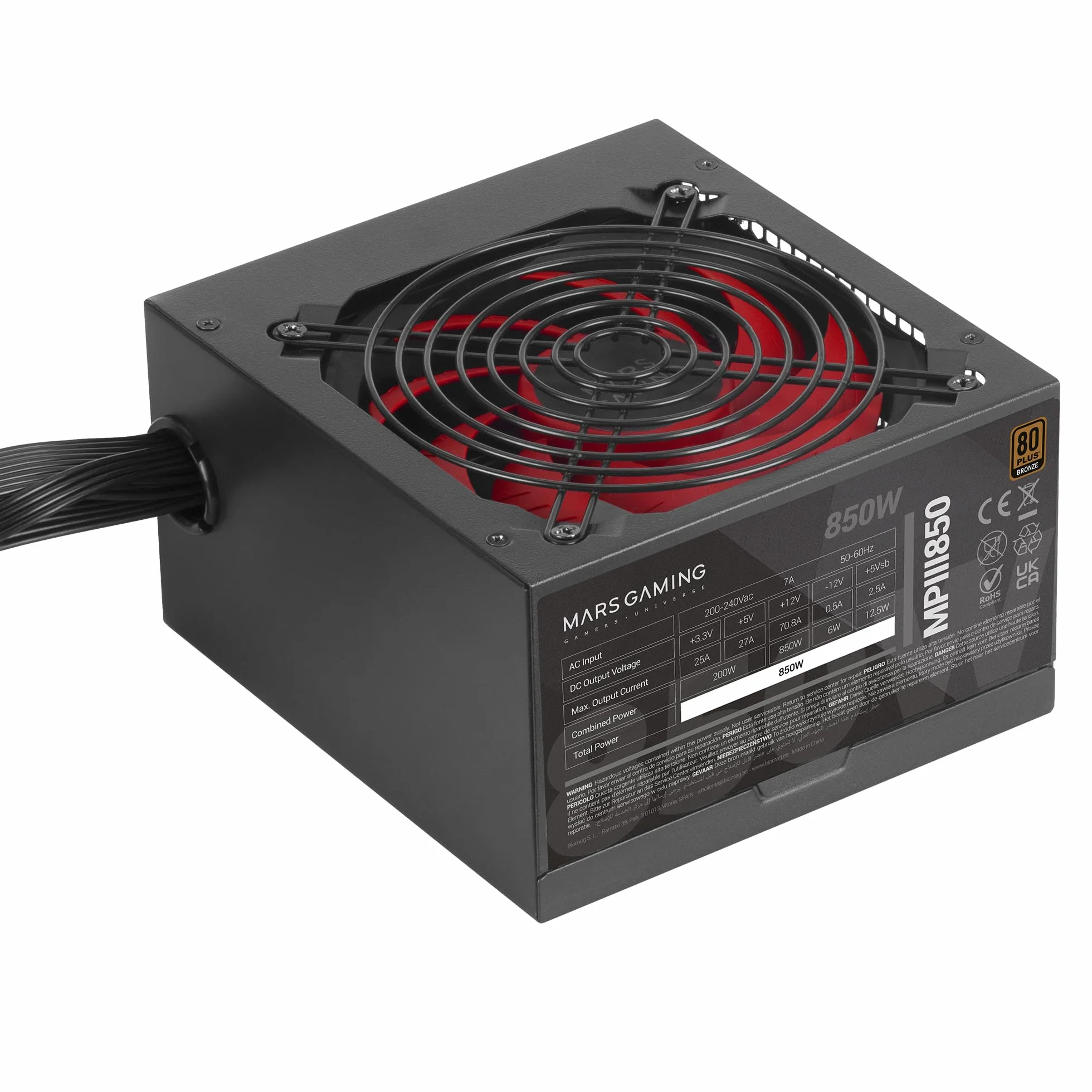 Mars Gaming MPIII850 ATX 850W Zasilacz, 80 Plus Bronze, Czarny