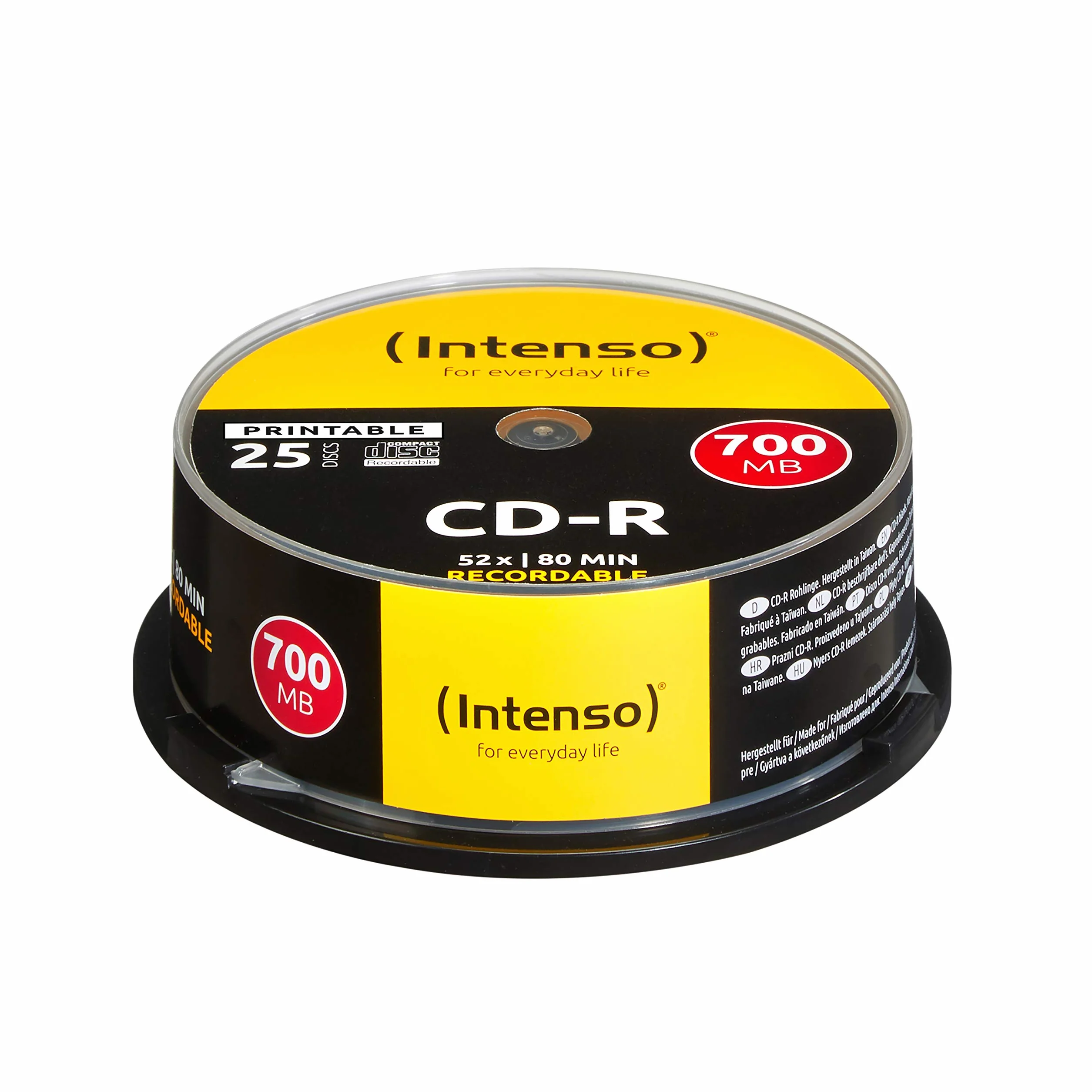 Intenso CD-R 80-minutowe 700 Mb 52x prędkość nagrywalna do druku CD Media pudełko na ciasto 25 sztuk (1 opakowanie)