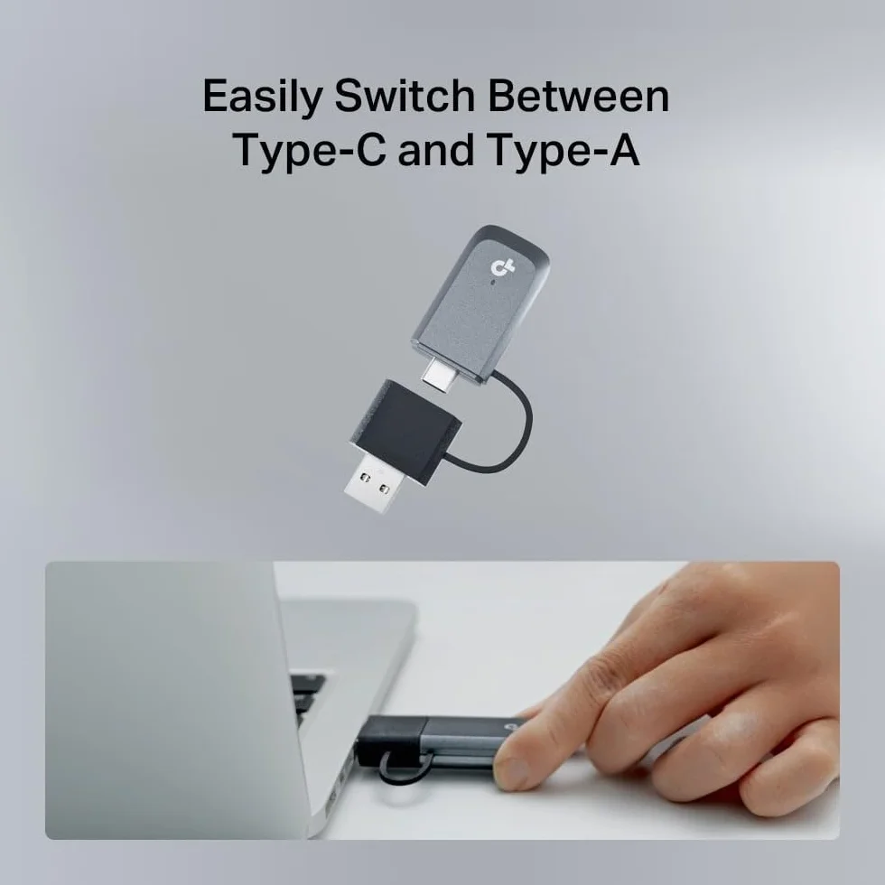 TP-Link Archer TBE400U Wi-Fi 7 pendrive do PC, USB-C/A WLAN adapter BE6500 Tri-Band, MU-MIMO, WPA3, USB 3.0, kompatybilny tylko z Windows 10/11