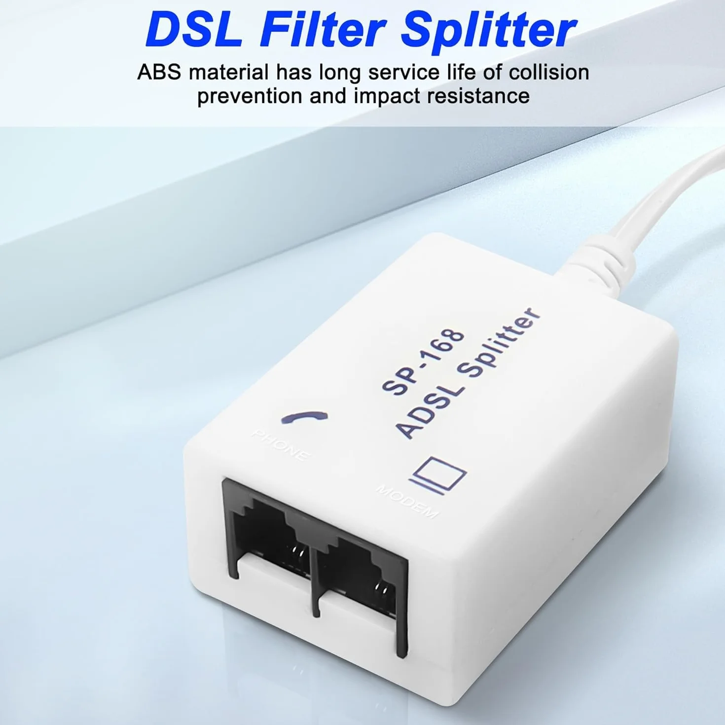 XMSJSIY DSL rozdzielacz ADSL rozdzielacz do linii telefonicznej 1 do 2 RJ11 6P4C/6P2C męski na podwójny żeński modem telefoniczny, adapter do faksu - 2 szt