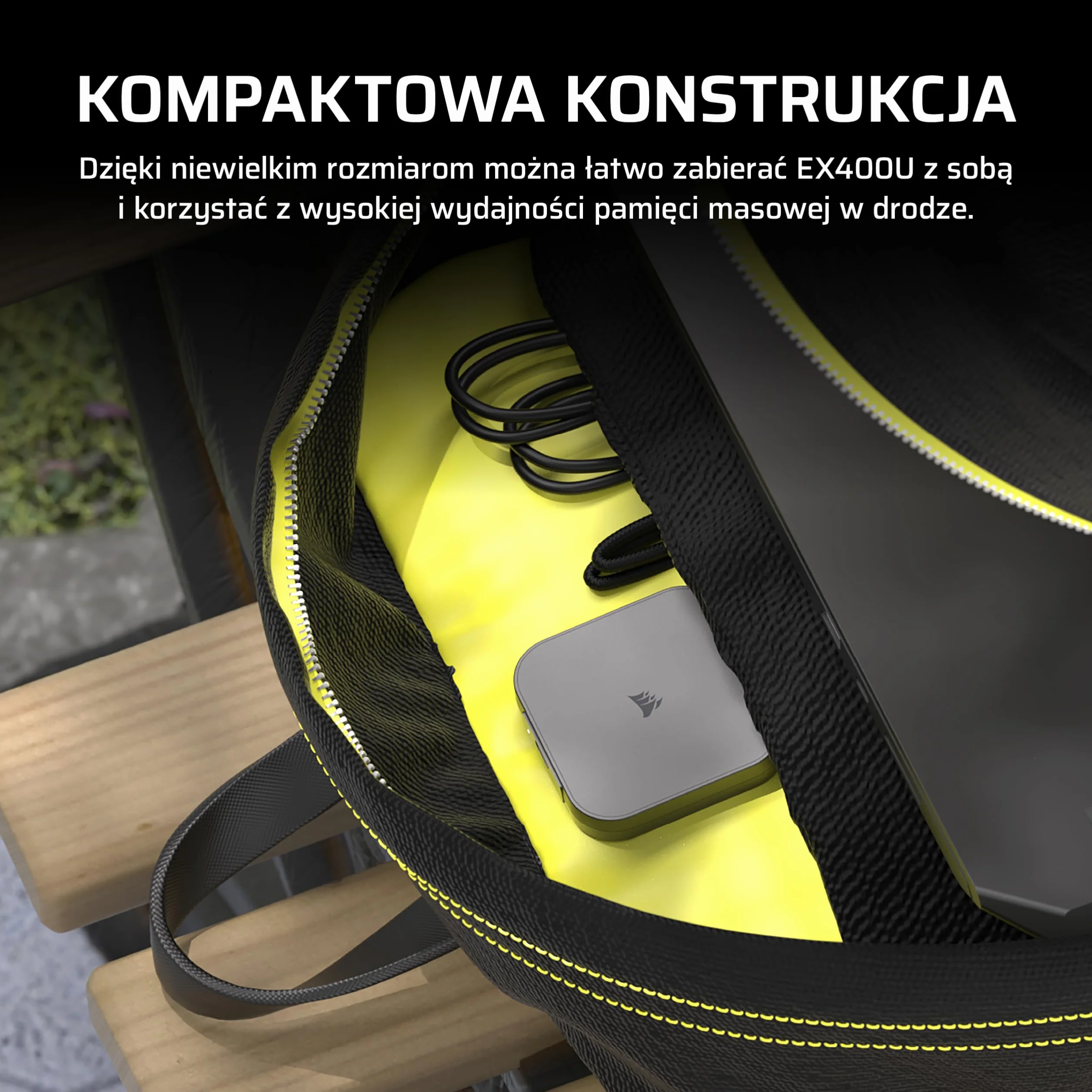 CORSAIR EX400U 4TB Przenośny SSD USB4 — USB Typ-C, USB4/USB 3.2 Gen2x2, do 40 Gb/s, Plug and Play, MagSafe, kabel USB-C (USB4) — Windows PC, Mac iOS — Szary