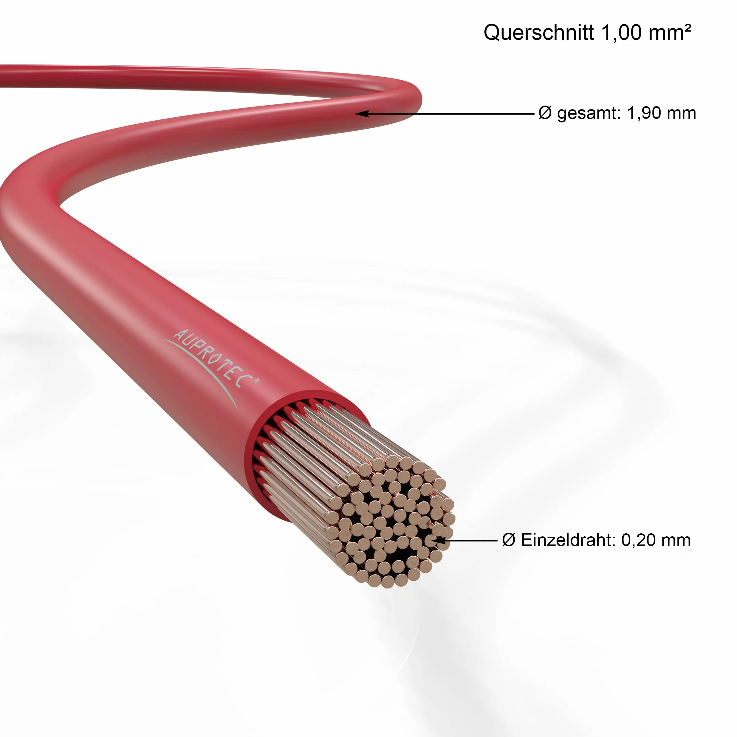 AUPROTEC Przewód samochodowy 1,0 mm², zestaw 2 kolorów po 10 m, FLRY-B jako pierścień