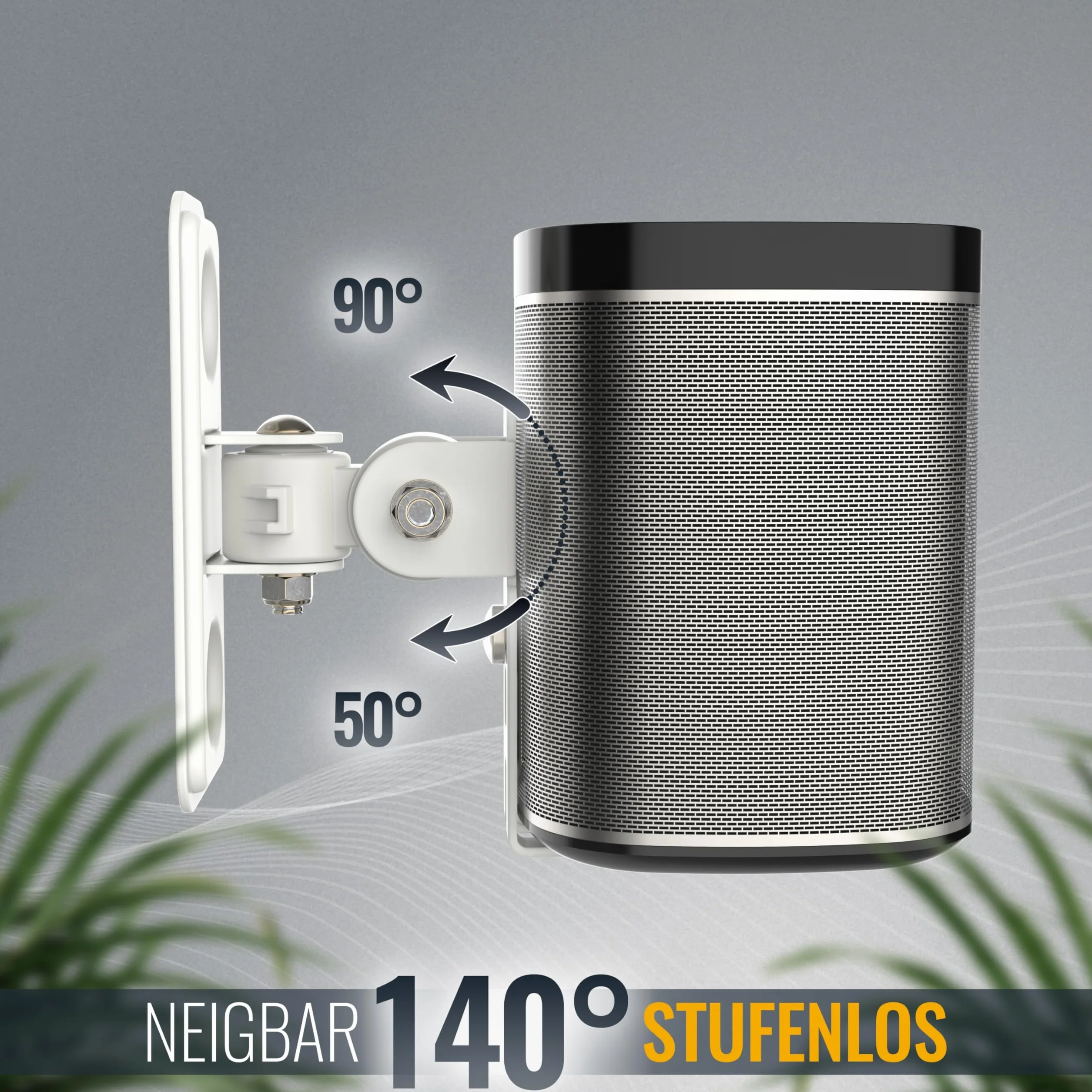 RICOO Uchwyt Ścienny do Głośnika, Kompatybilny z SONOS Play:1™, Uchwyt LH431-W Wychylny, Pochylny, HiFi Audio Boxing, Zawieszenie, Głośnik Ścienny