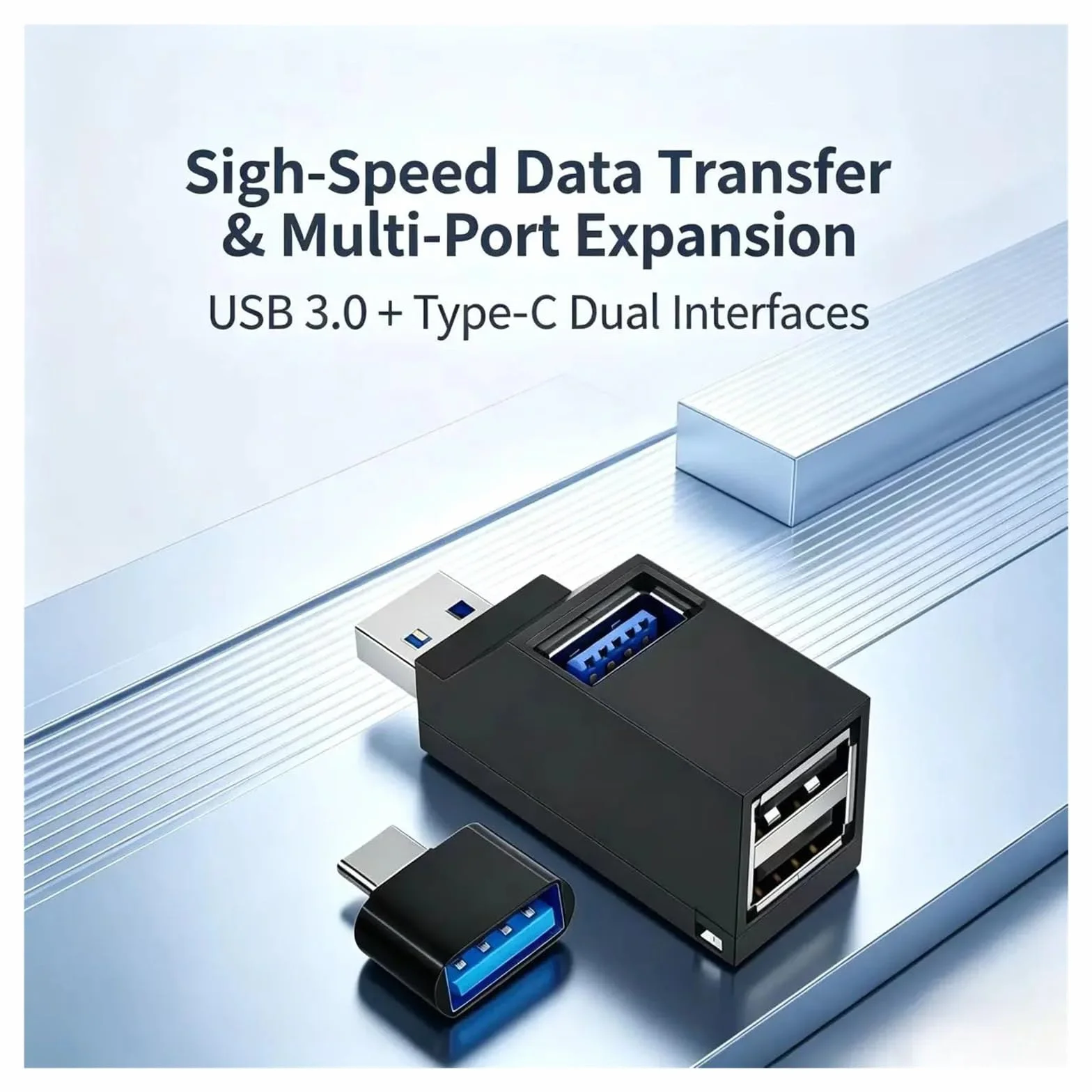 Hub USB 3.0 1 do 3 portów do mini rozdzielacza do komputera przenośnego czytnika kart (czarny 1 sztuka)