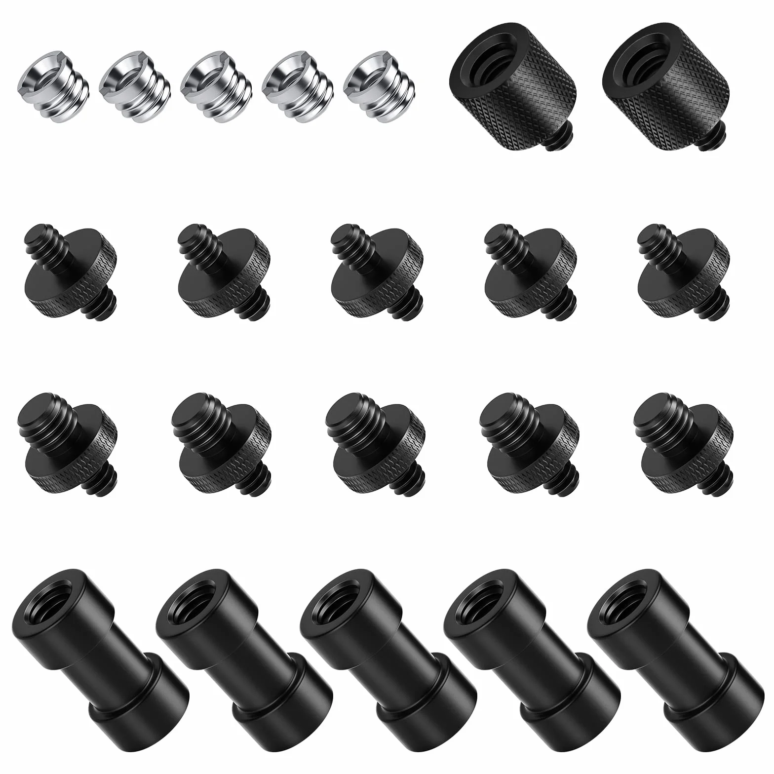 NEEWER Adapter śrub do aparatu, 22 sztuki 1/4" na 1/4" i 1/4" na 3/8" z gwintem statywu, zestaw adapterów do mocowania aparatu, statywu ST29