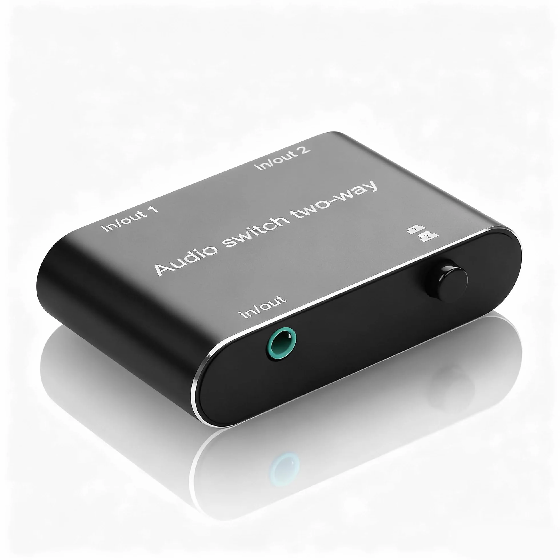 GINTOOYUN Przełącznik audio 3,5 mm, 1 wejście 2 wyjścia lub 2 wejścia 1 wyjście, 3,5 mm, audio stereo, do komputerów stacjonarnych, laptopów, telefonów komórkowych, słuchawek itp
