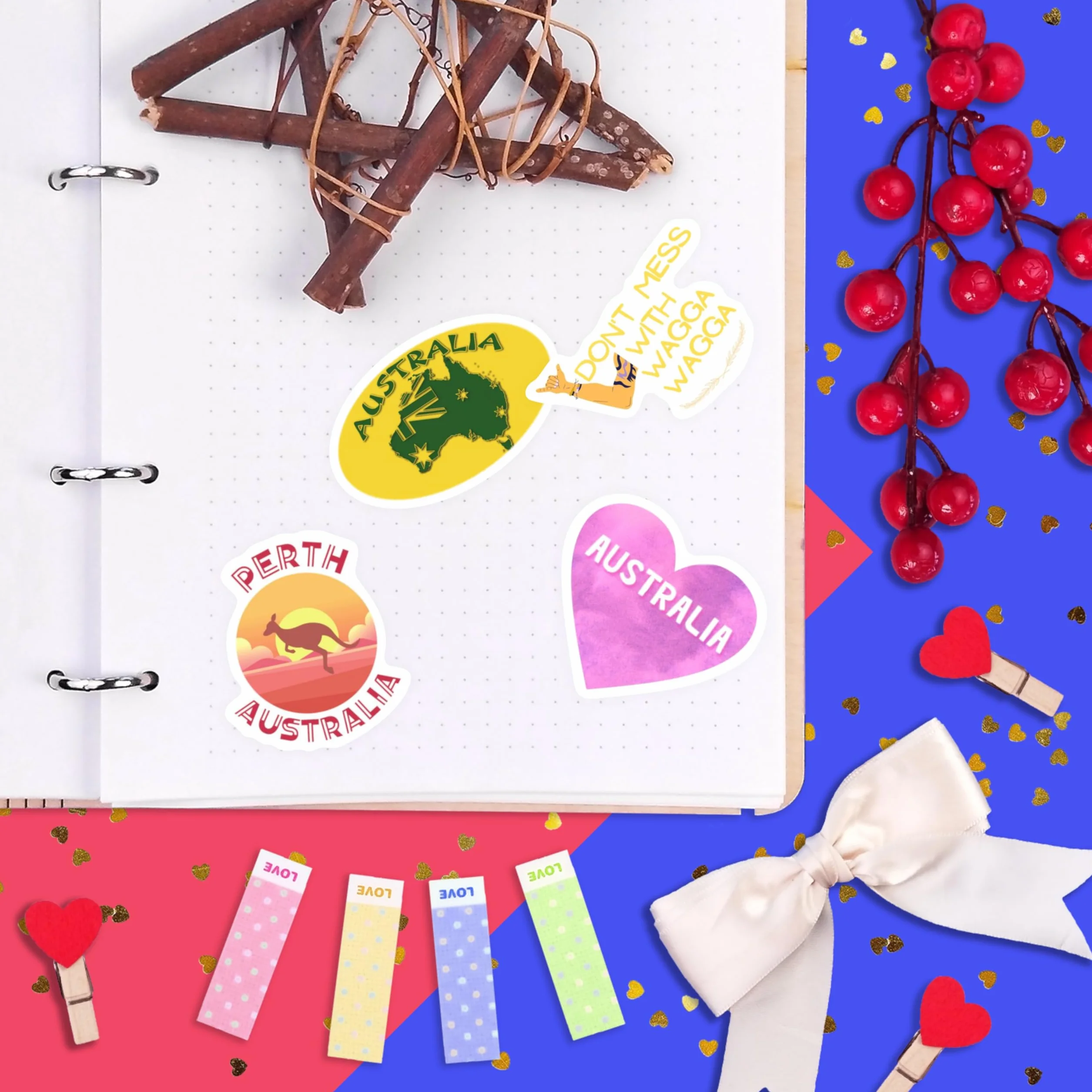 Naklejki Australia na Butelki z Wodą i Laptopa - Dekoracje i Upominki z Motywem Australijskim, Wodoodporne Winylowe Naklejki - Australia Stickers