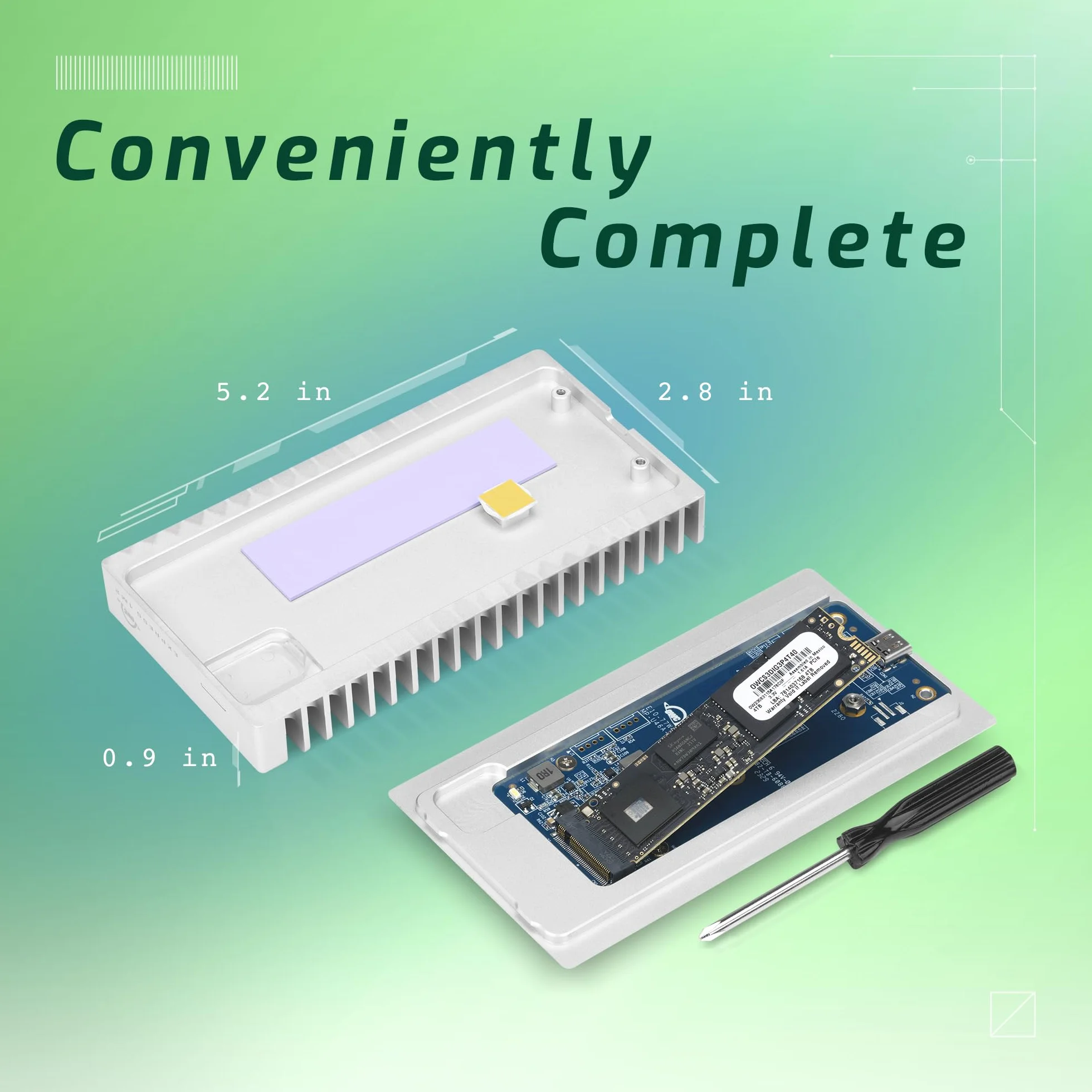 OWC Express 1M2 przenośny dysk SSD NVMe Thunderbolt (USB-C) USB4, ultraszybki zewnętrzny dysk SSD z aluminiową obudową z radiatorem (tylko obudowa)