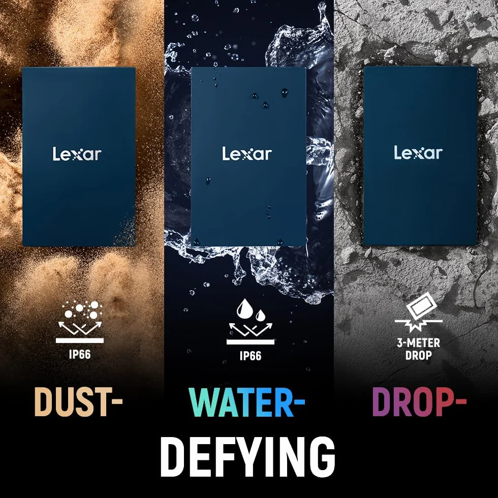 Lexar ARMOR 700 przenośny dysk SSD 8 TB – odczyt i zapis do 2000 MB/s, USB 3.2 generacji 2 x 2, wytrzymały IP66 odporny na wodę i kurz, kompatybilny z komputerami PC, Mac, iPad, iPhone 15/16/17
