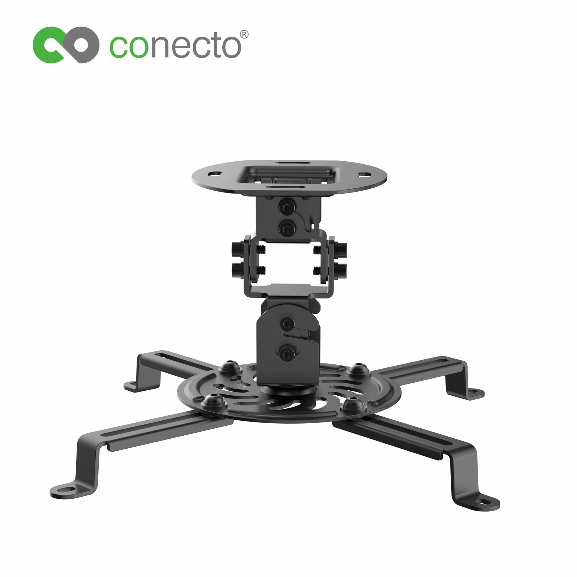 conecto Uchwyt sufitowy do projektora, możliwość pochylenia (+/-15°), wychylny o 360°, obrotowy o 360°, odstęp sufitu 15cm, nośność maks. 13,5kg, uniwersalny zakres montażu 5,4-32cm, czarny SA-CC50280-B