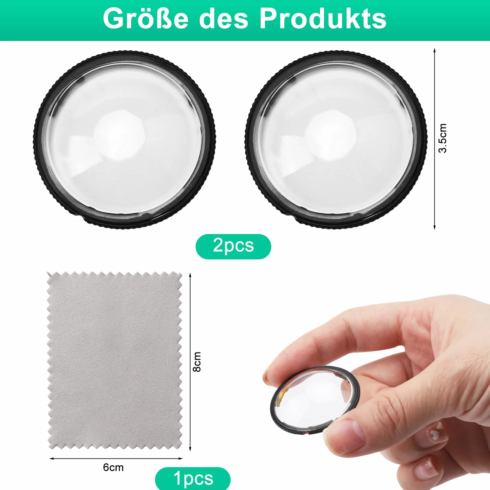 APOMOONS 2 osłony soczewek, akcesoria do obiektywu premium Insta360 X4, obracane lusterko 3D, ochrona przed UV i zadrapaniami, ze ściereczką