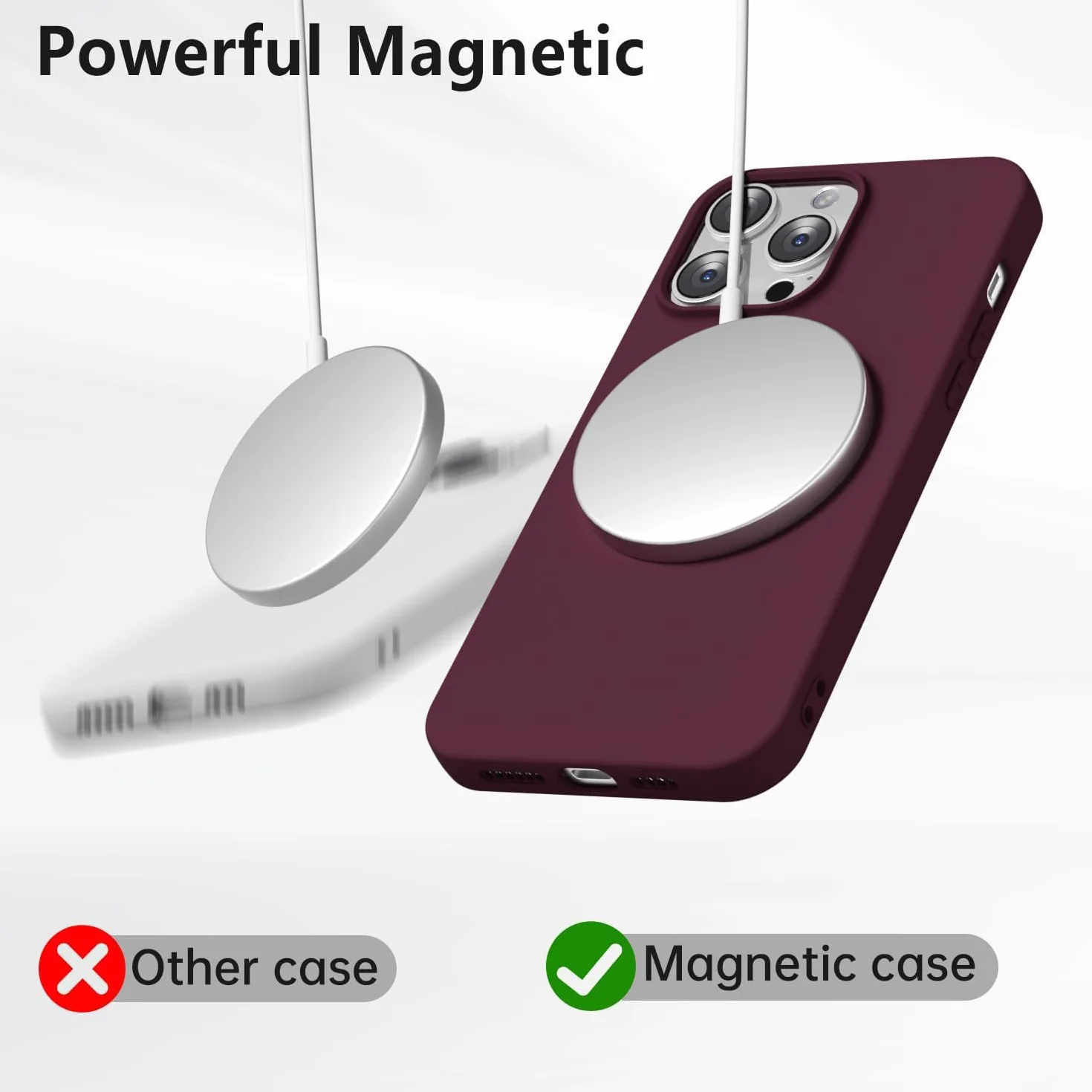 Etui silikonowe iPhone 14 Pro Magsafe magnes bordowo-winne