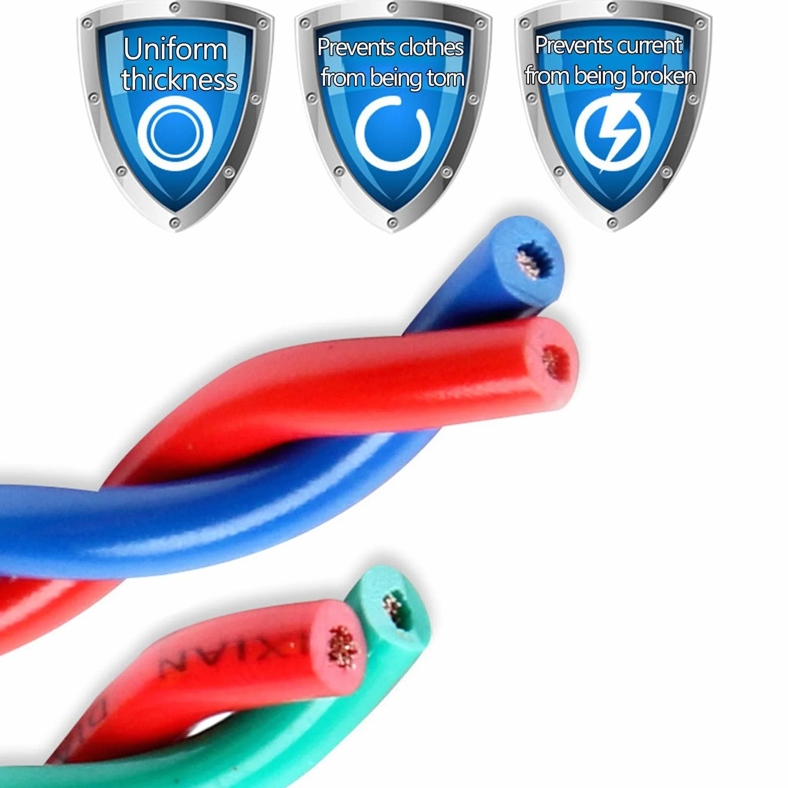 Ekranowany kabel alarmowy, 2-żyłowy kabel zasilający RVS z czystej miedzi, skrętka 0,5-2,5 mm², 60-320 stóp(100ft,2C-0.5MM2)
