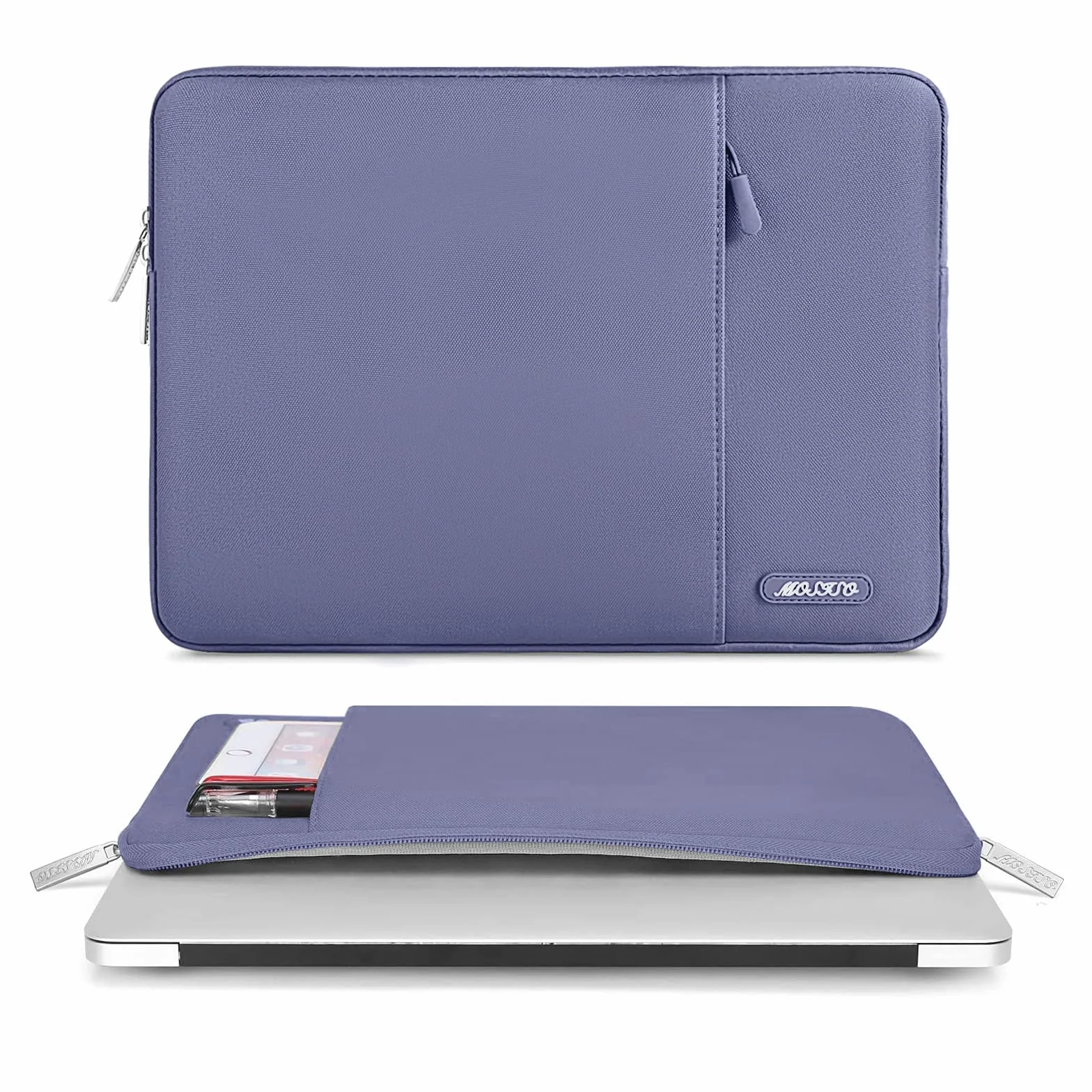 MOSISO Pokrowiec na laptopa, wielofunkcyjna torba z poliestru, kompatybilna z laptopem 13 cali, pionowy etui z kieszonką, lavender gray (lawendowy szary)