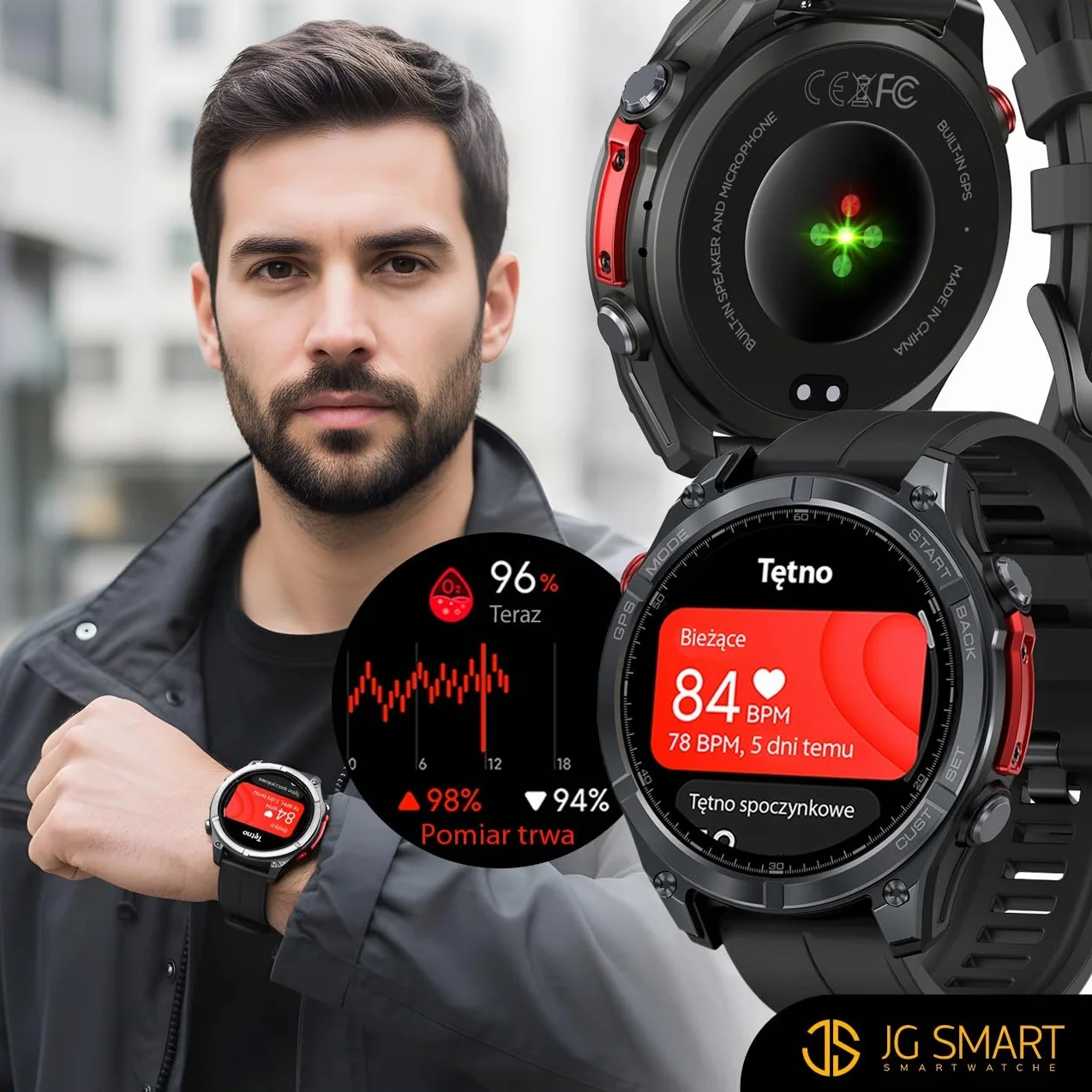 SMARTWATCH MĘSKI GPS PŁYWANIE WODOODPORNY 5 ATM SEN puls ROZMOWY + 3PASKI