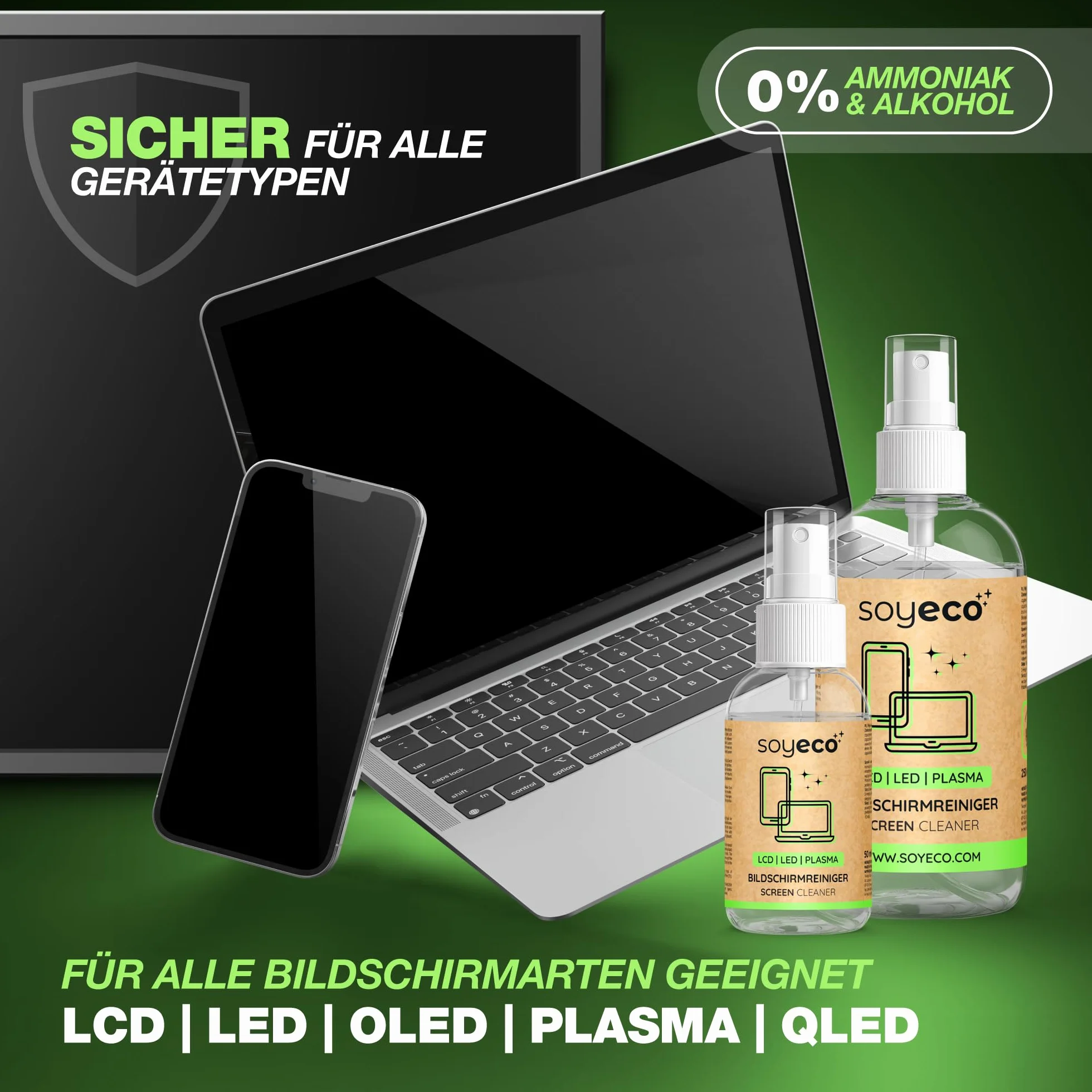 Zestaw do czyszczenia ekranów 250 ml + 50 ml z trzema ściereczkami z mikrofibry LCD/TFT LED OLED