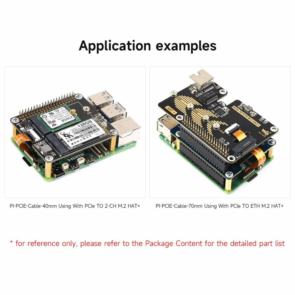 Waveshare PCIe Flexible Cable 70mm(2PCS) For Raspberry Pi 5, Suitable for Various Raspberry Pi 5 PCIe HATs