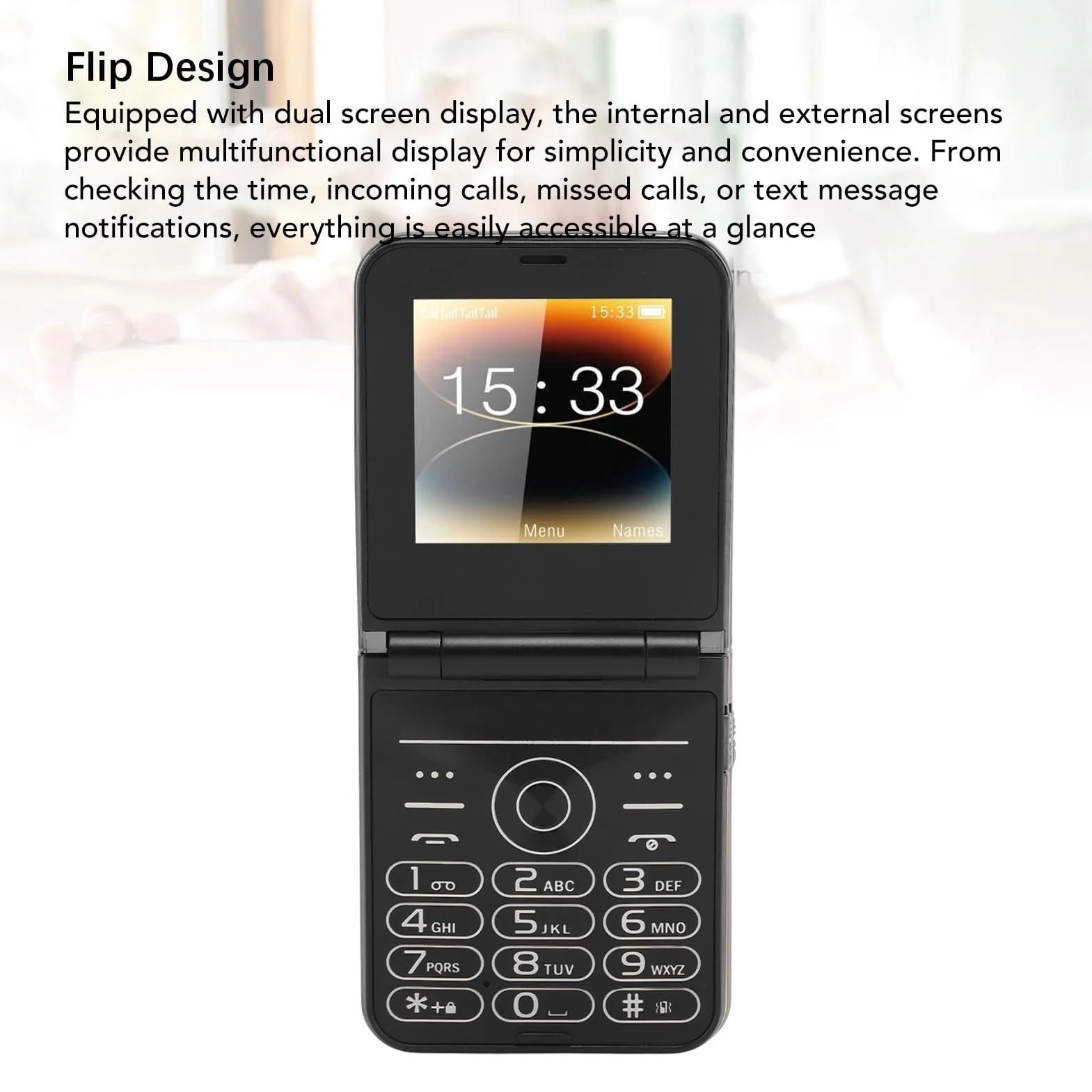 Dpofirs 2G telefon komórkowy z dużymi przyciskami dla osób starszych, ekran 2,6 cala, bateria 1400 mAh, 4 karty SIM, latarka LED, aparat