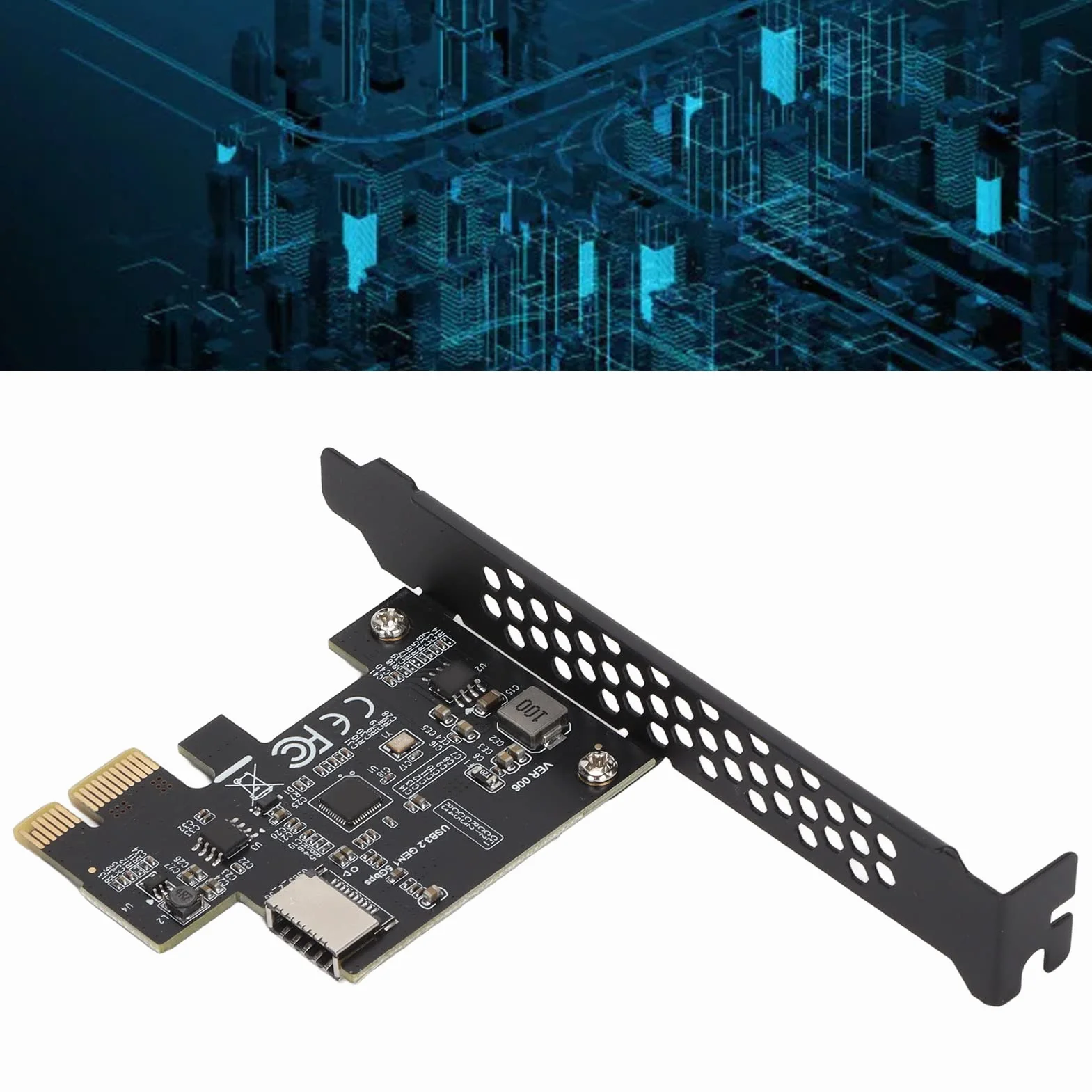 Karta Rozszerzeń PCI-E na USB 3.2 Gen1 USB C 5 Gb/s Adapter Panel Przedni Czarny