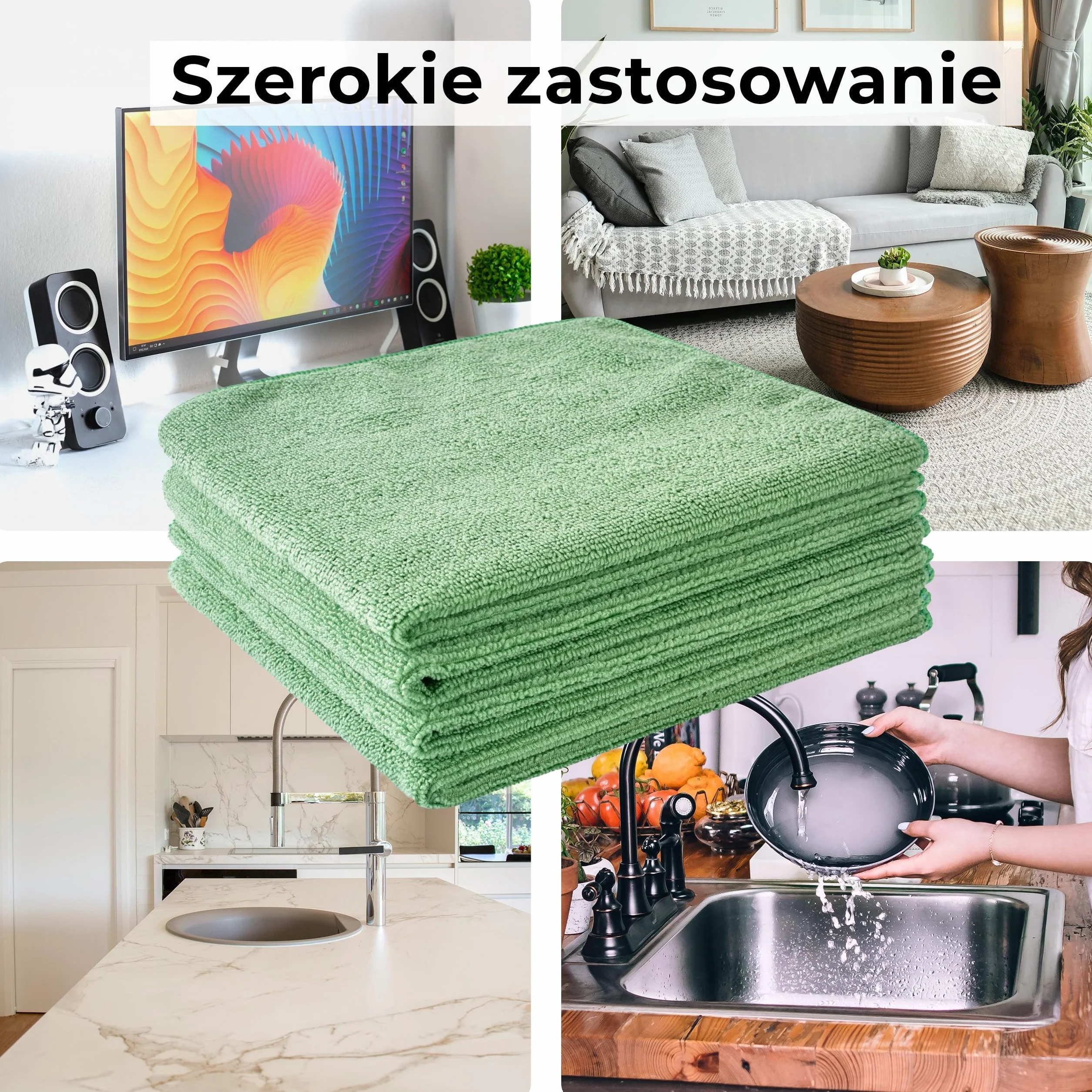 Quest ściereczka z mikrofibry All Blue do szyb i szkła 37x37 cm, 100 szt. | Chłonna ścierka do okien, luster, auta, AGD i mebli, bez smug, nie rysuje, do pracy na sucho i mokro, wielorazowa