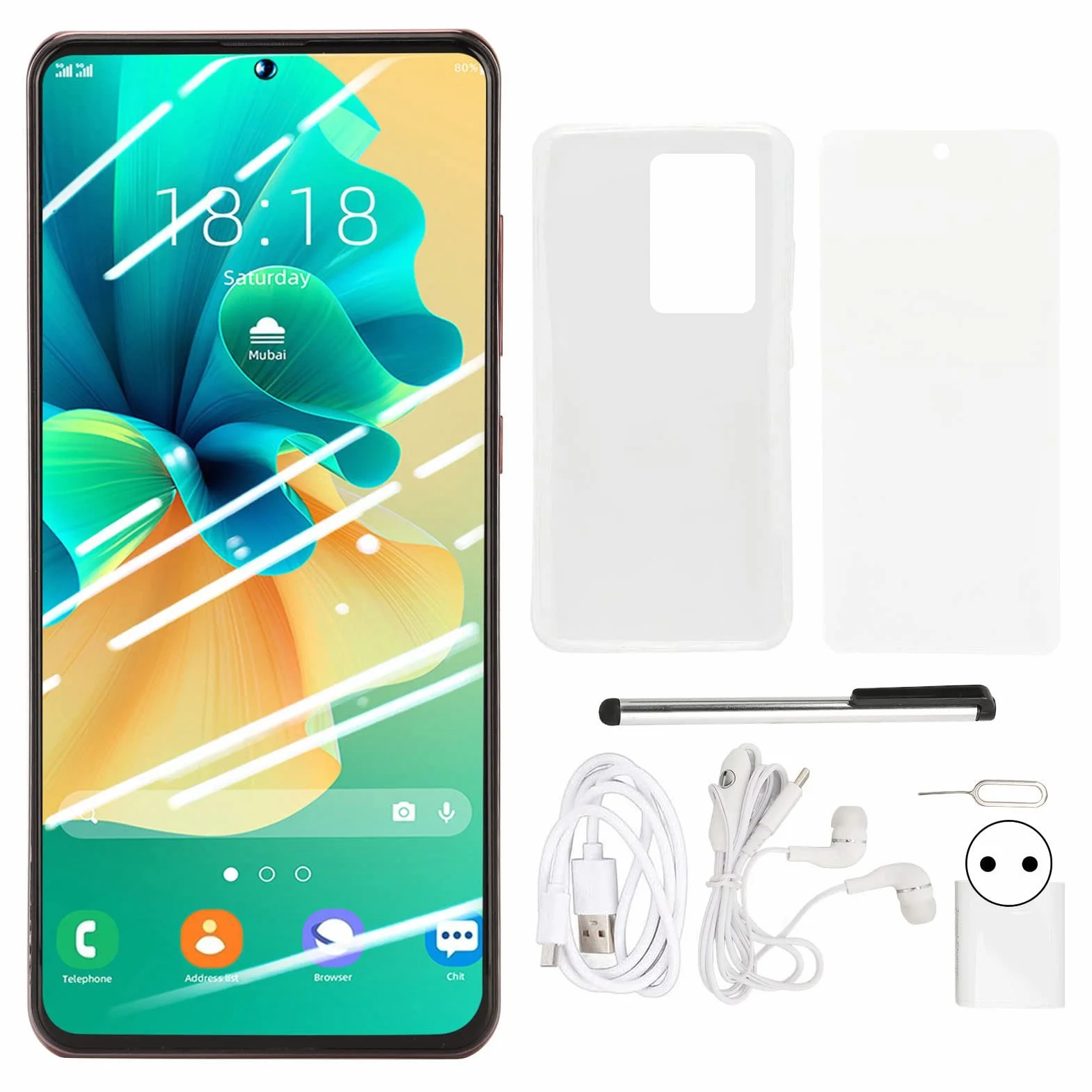Telefon komórkowy 4G dla Androida 10.0, 6,82-calowy ekran HD, 6 GB RAM i 128 GB ROM, z funkcją rozpoznawania twarzy, bateria 7300 mAh, smartfon do codziennej pracy(EU)