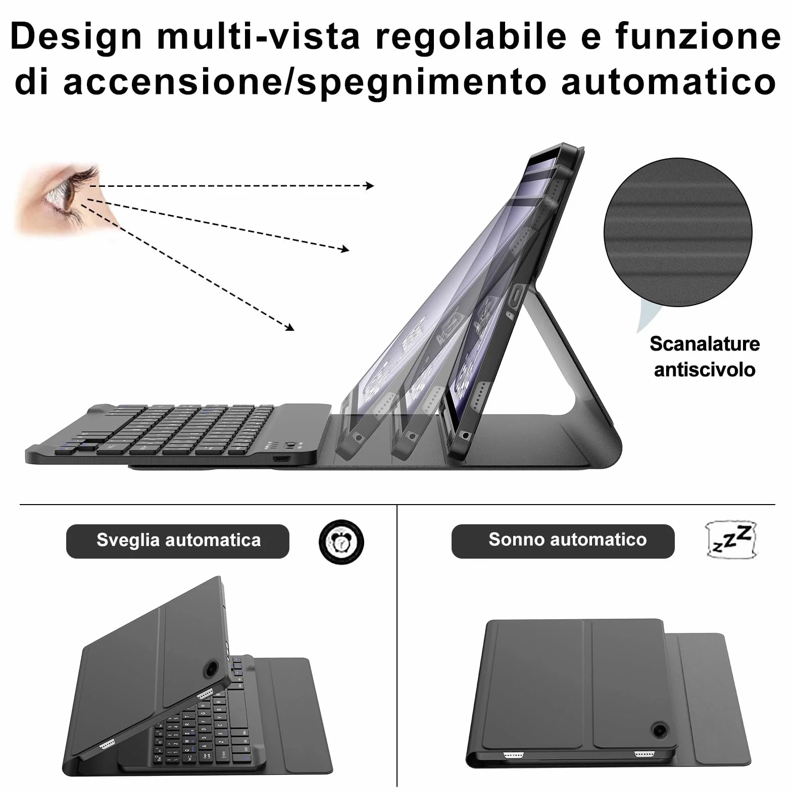 SENGBIRCH Etui na klawiaturę do Samsung Galaxy Tab A9 Plus 11" 2023 - QWERTZ niemiecka klawiatura zdejmowana Bluetooth bezprzewodowa klawiatura do Galaxy Tab A9+ 11'' 2023 (SM-X210/X216/X218), czarne