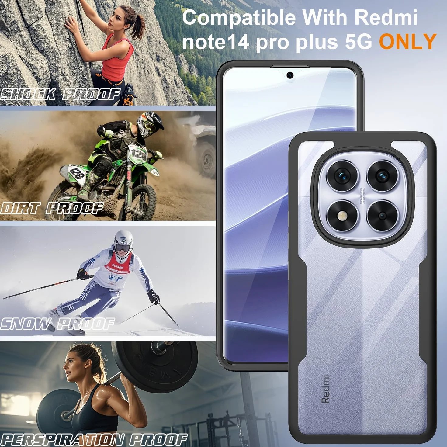 Pokrowiec Xiaomi Redmi Note 14 Pro 5G Note 14 Pro Plus 5G, odporny na wstrząsy, czarny