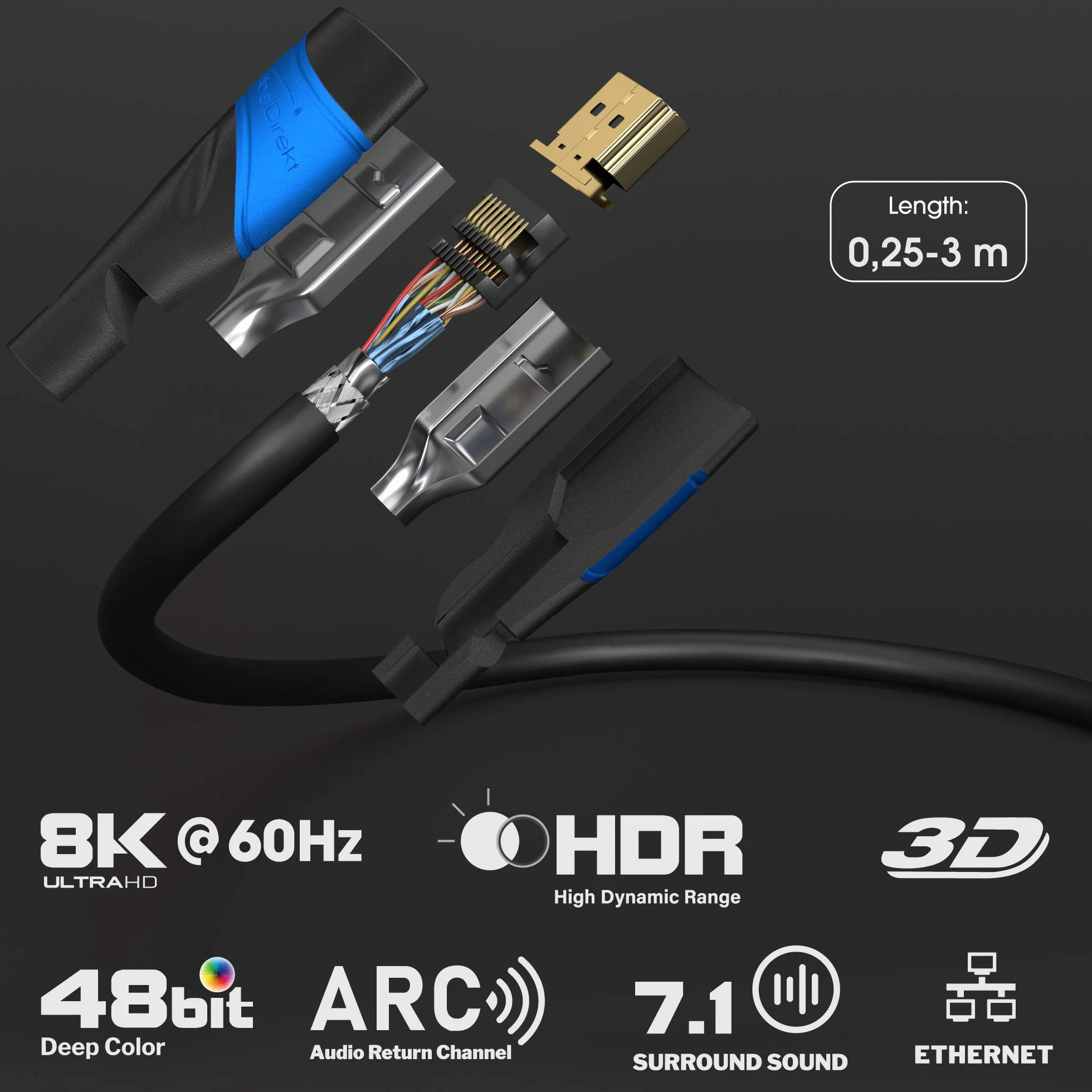 Panasonic DMR-UBC90EGK Nagrywarka Blu-Ray, Czarny, 2 TB & KabelDirekt wszystkie urządzenia HDMI, takie jak PS5/Xbox/Switch - 4K@120Hz, HDMI High Speed z Ethernet, czarny)