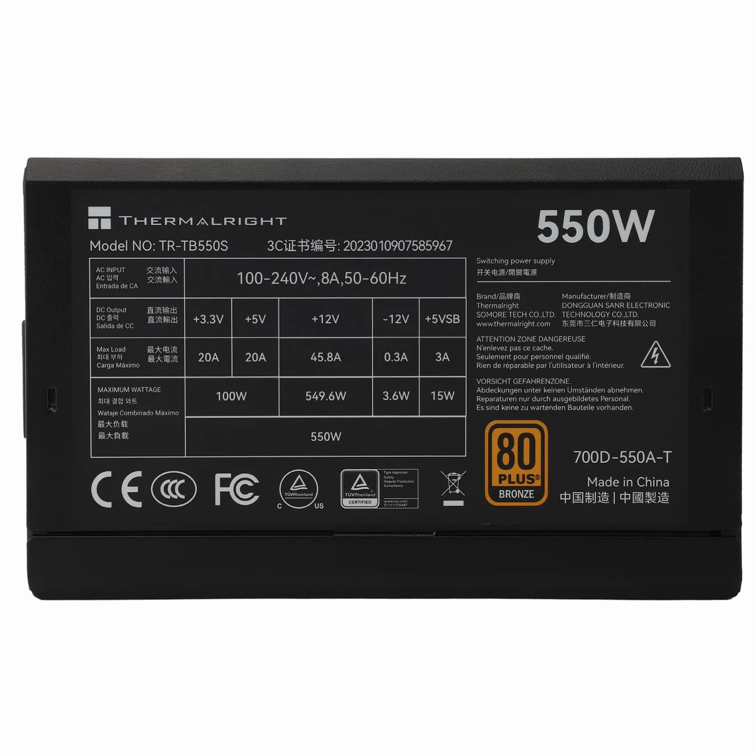 Thermalright - Zasilacz TB-550S (80+ brąz)
