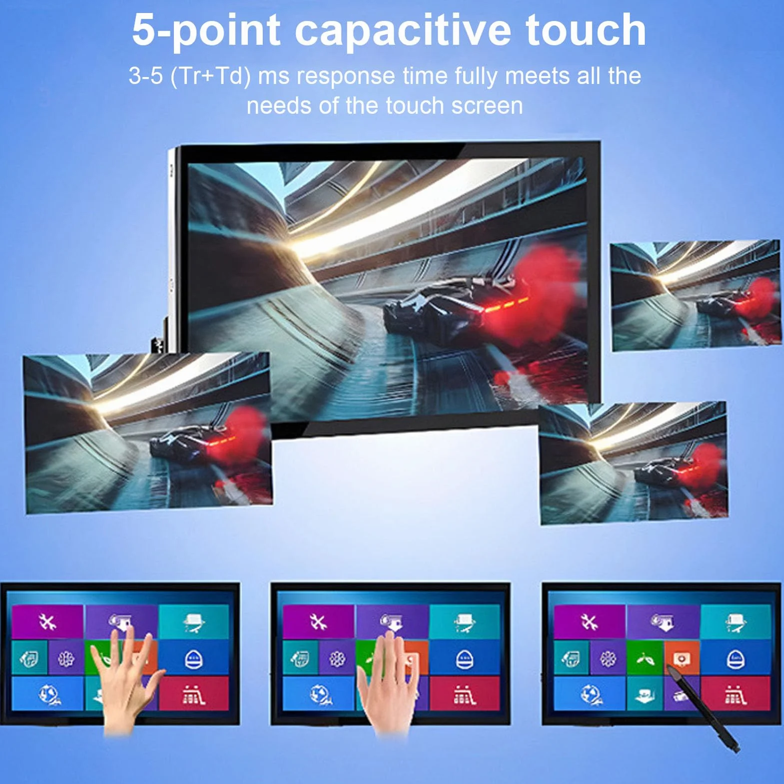 VBESTLIFE 7 -calowy Pojemnościowy Ekran Dotykowy, Przenośny Monitor Przenośny 1024x600 HDMI z 5 -punktowym Dotykiem i Podwójnymi Głośnikami, dla PI 5 4 3B