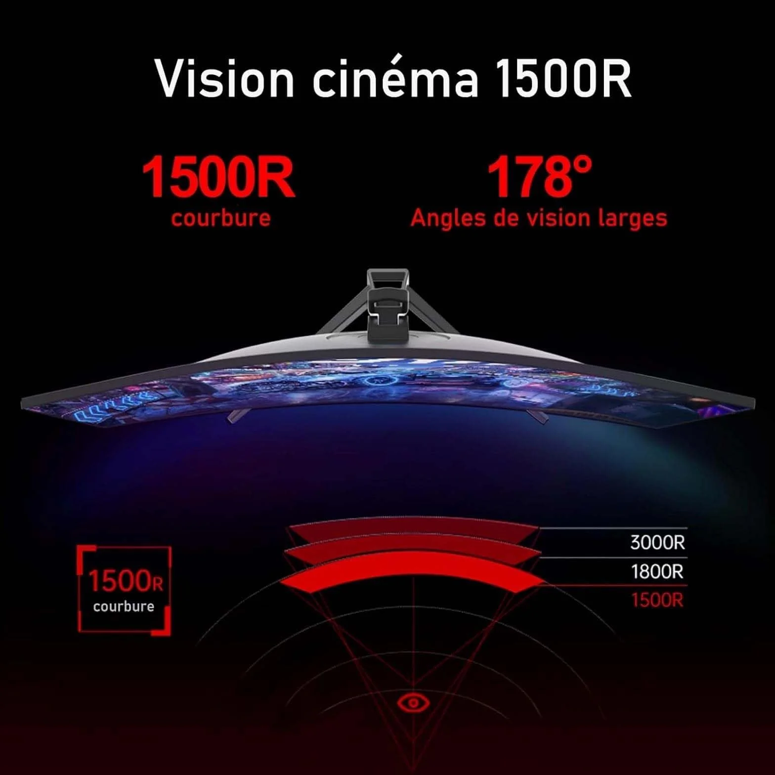 Gawfolk Ultra duży ekran PC 34 cale 1500R zakrzywiony 144 Hz monitor komputerowy do gier, 21:9 UWQHD (3440 x 1440), adaptacyjna synchronizacja, HDR, 178°, kąt widzenia, DisplayPort, HDMI, VESA 75 x 75