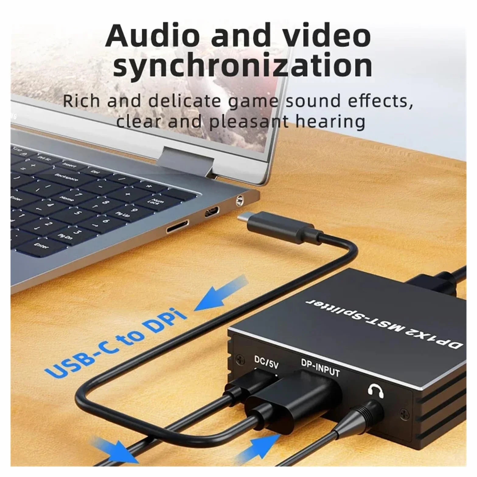 Compatible Splitter 8K MST SST 1In 2 Out DP 1.4 8K@30Hz 4K@120Hz to DisplayPort Converter(DP to 2HD)