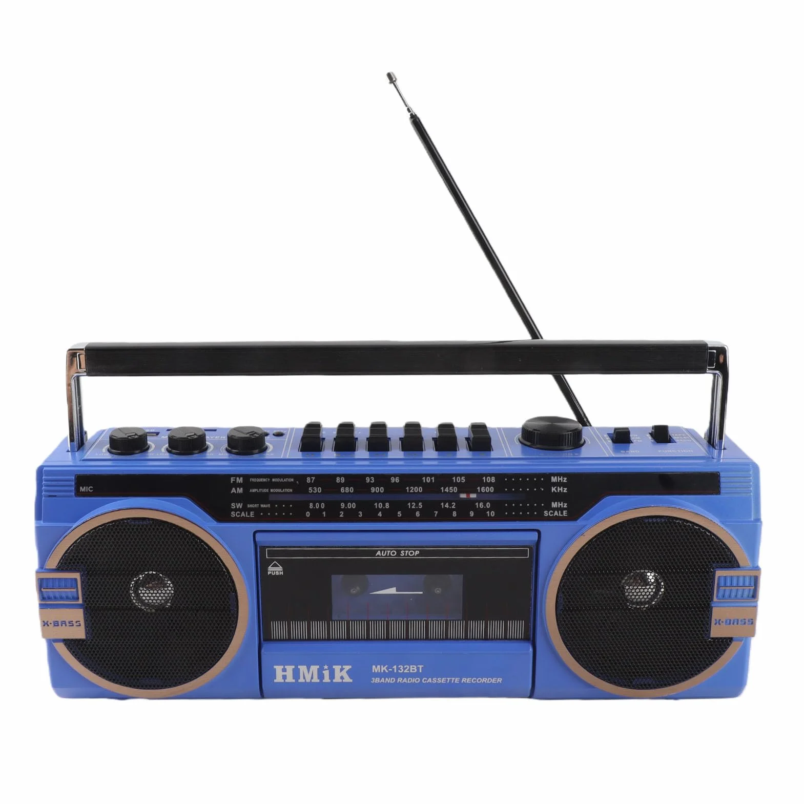 Odtwarzacz kasetowy, retro magnetofon w stylu vintage, złącze USB, gniazdo słuchawkowe, radio AM FM SW, gniazdo na kartę pamięci, wielofunkcyjny bezprzewodowy odtwarzacz kasetowy do