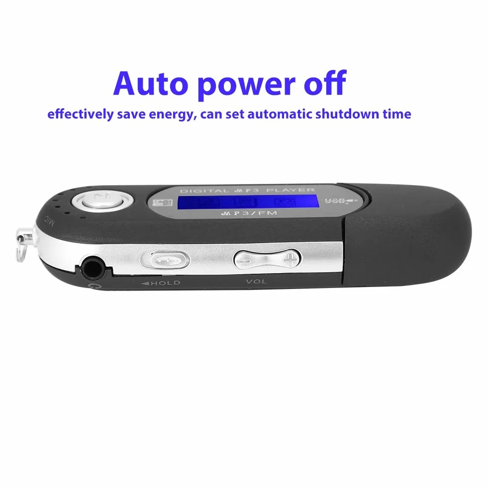 Odtwarzacz MP3, mini USB 2.0, odtwarzacz MP3 z radiem FM i słuchawkami, ekran LCD, automatyczne wyłączanie (czarny)