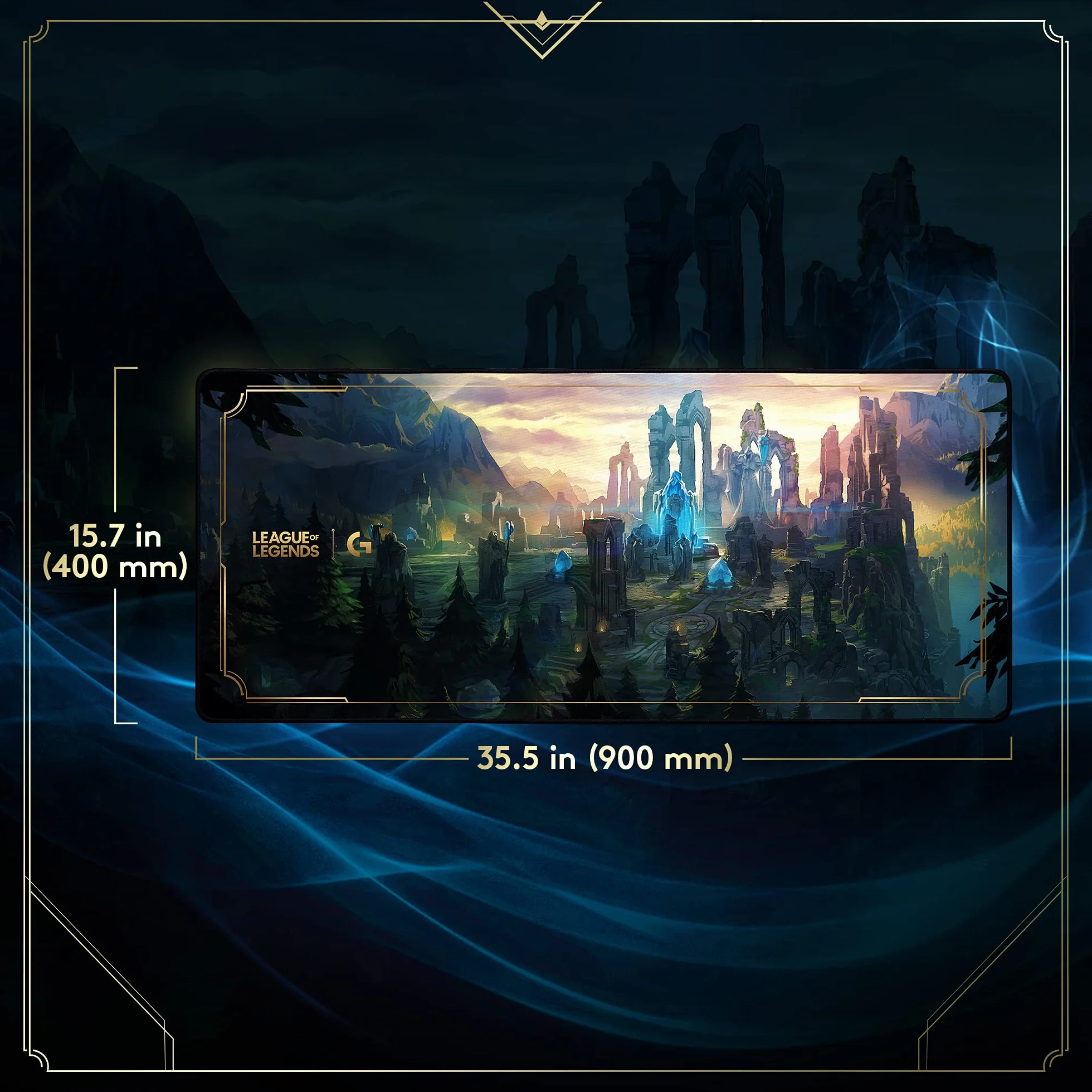 Logitech G840 XL materiałowa podkładka pod mysz dla graczy | Stabilna gumowa podstawa, powierzchnia zwiększająca osiągi dla graczy, oficjalna edycja League of Legends