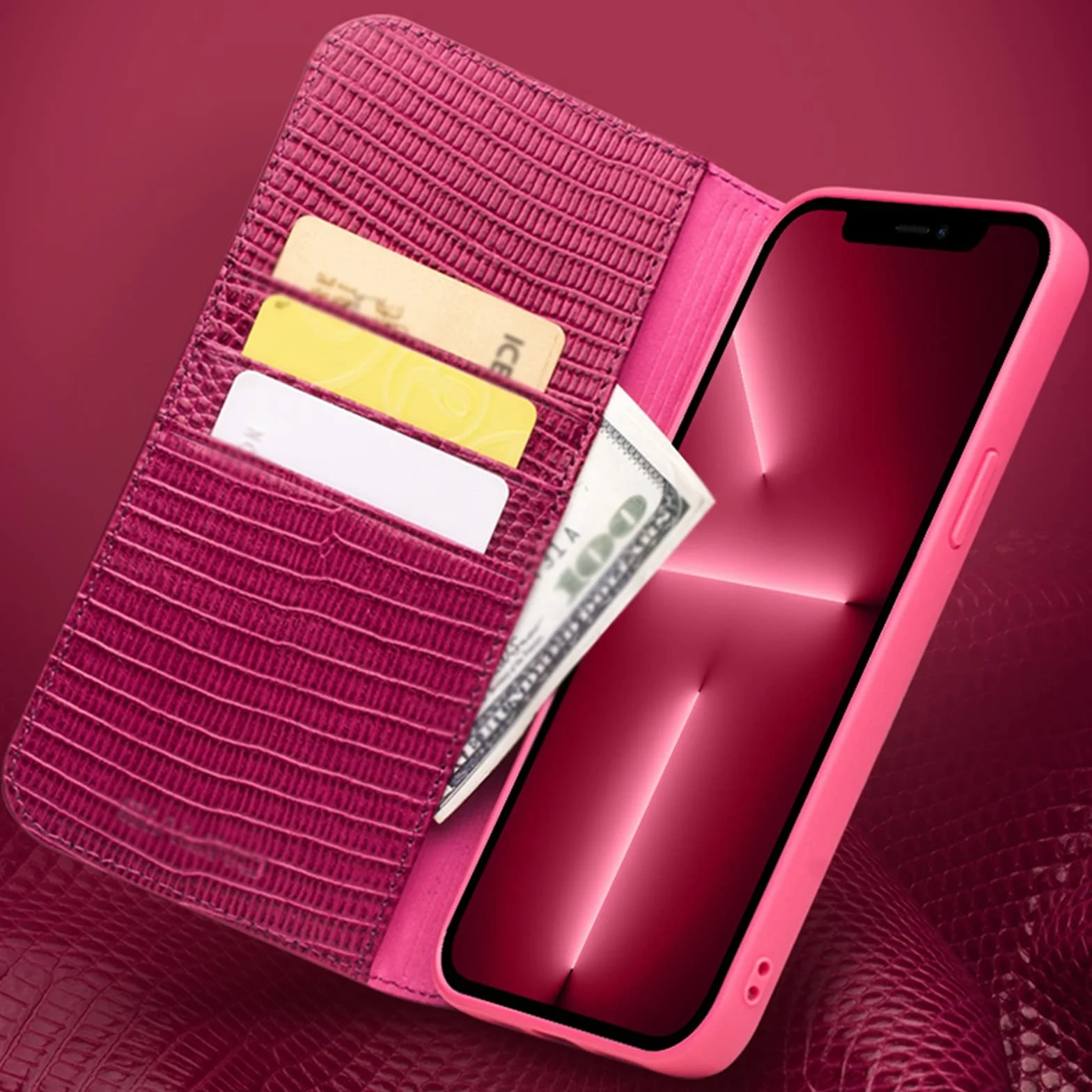 Etui kompatybilne z iPhone 13 Pro Max 6,7", portfel etui z klapką dla kobiet wysokiej jakości skóra z przegródkami na karty odporne na wstrząsy silikonowe etui na zderzak